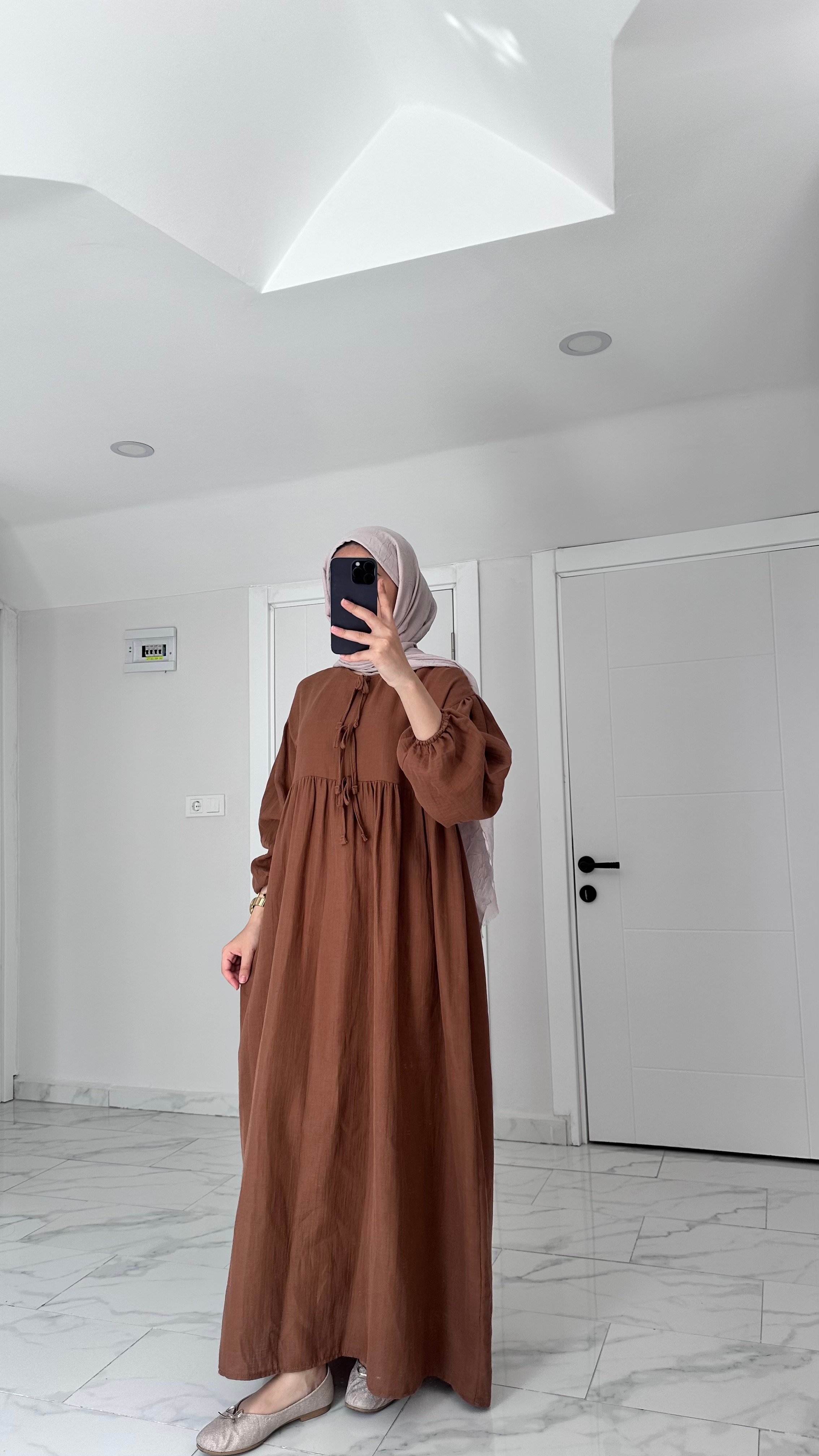 Mira Fiyonkıu Müslin elbise - Kahve