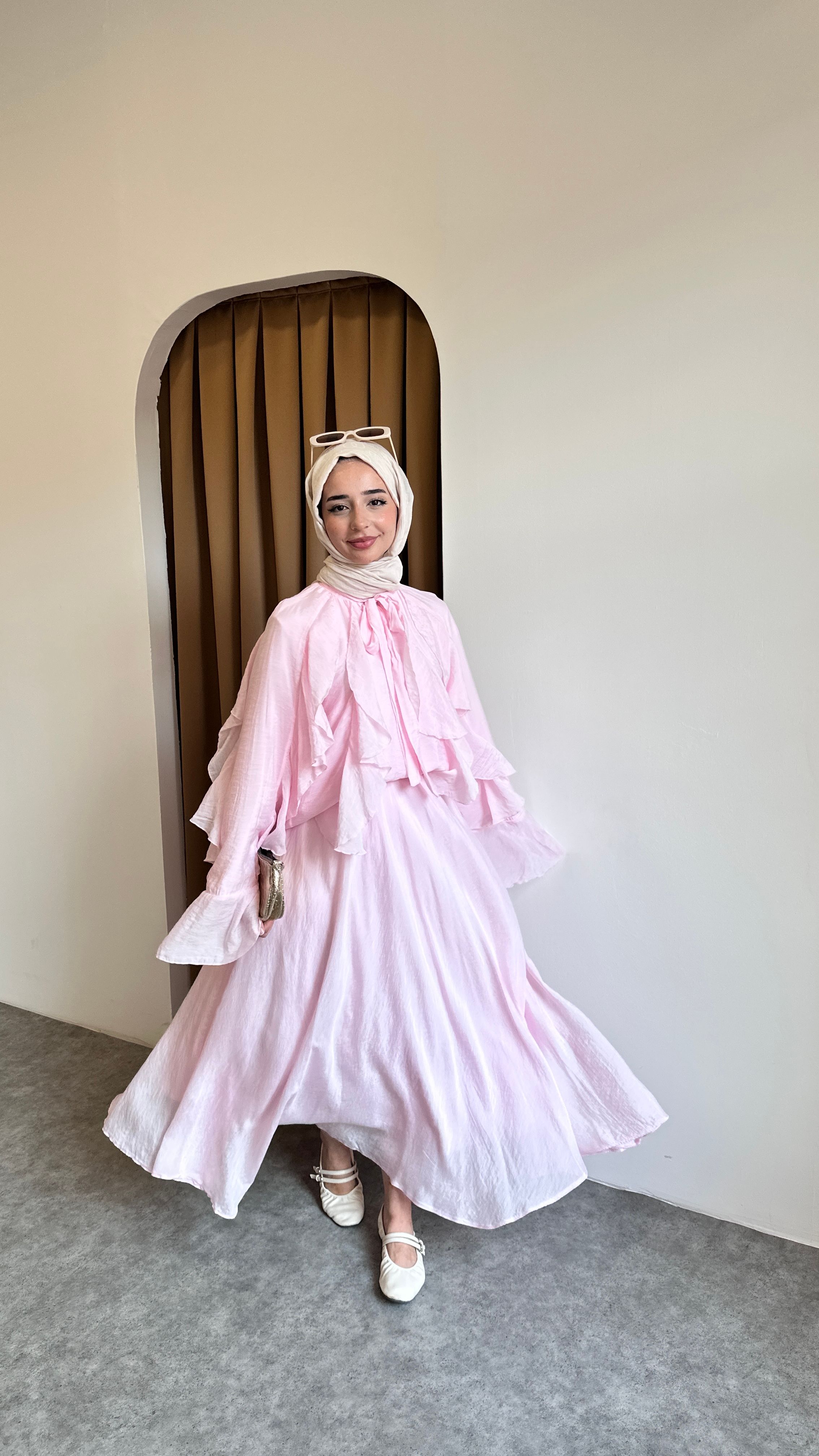 Fırfırlı etekli takım - Pembe