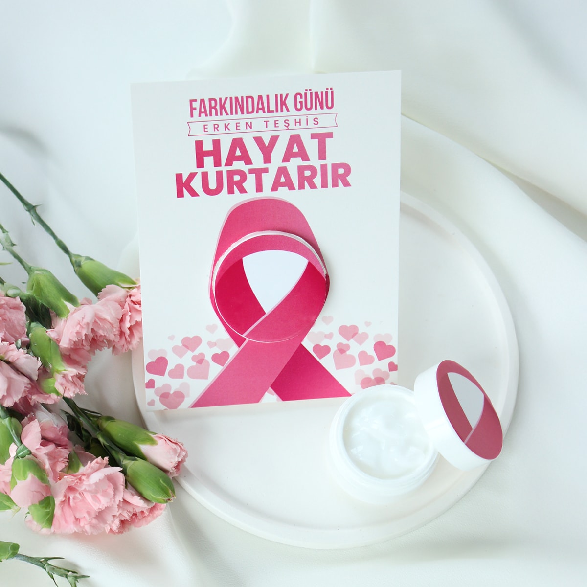 Meme Kanseri Tasarımlı Hediyelik Krem - Model 2
