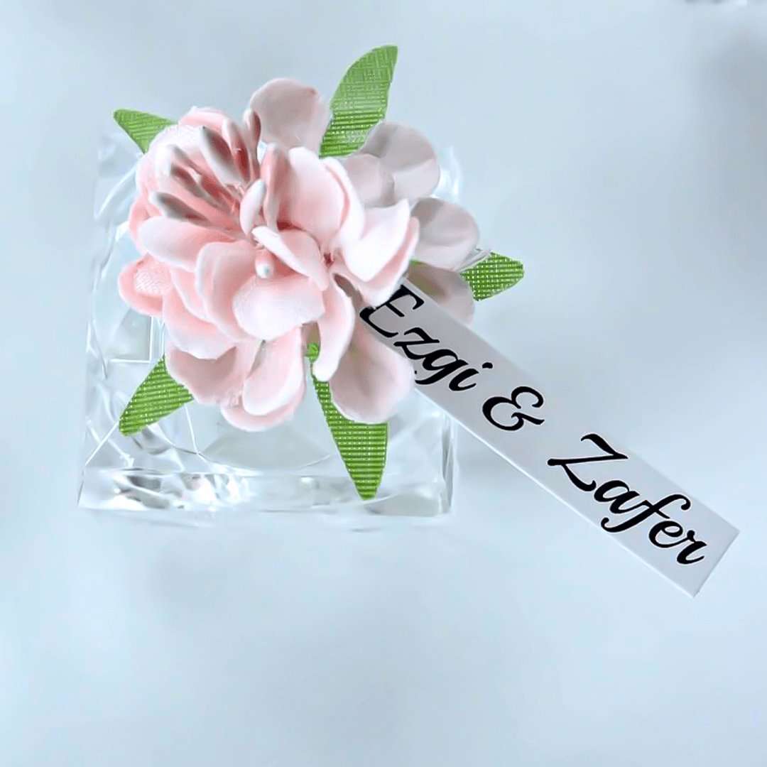 Nikah Şekeri - Pembe Çiçek Süslemeli