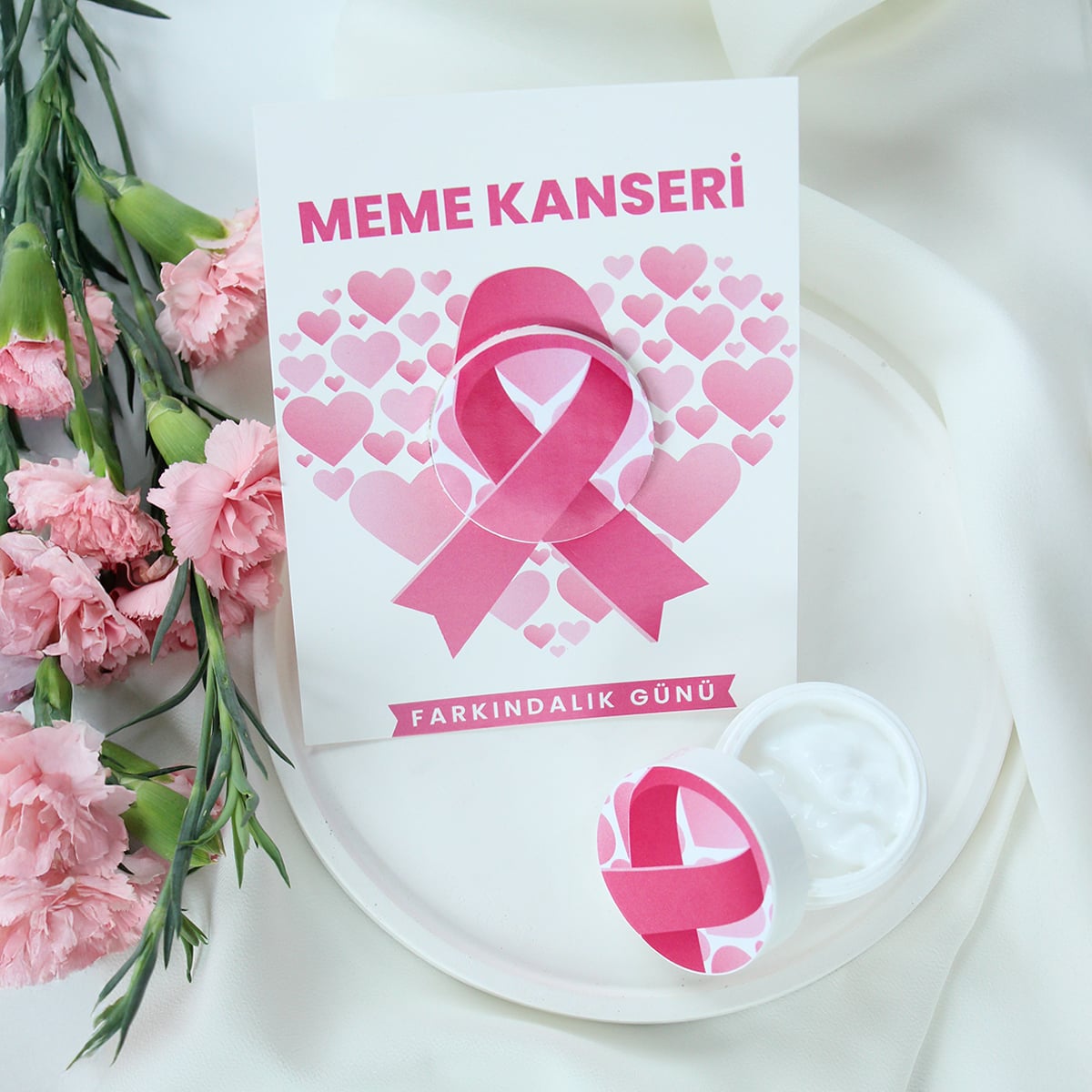 Meme Kanseri Tasarımlı Hediyelik Krem - Model 3
