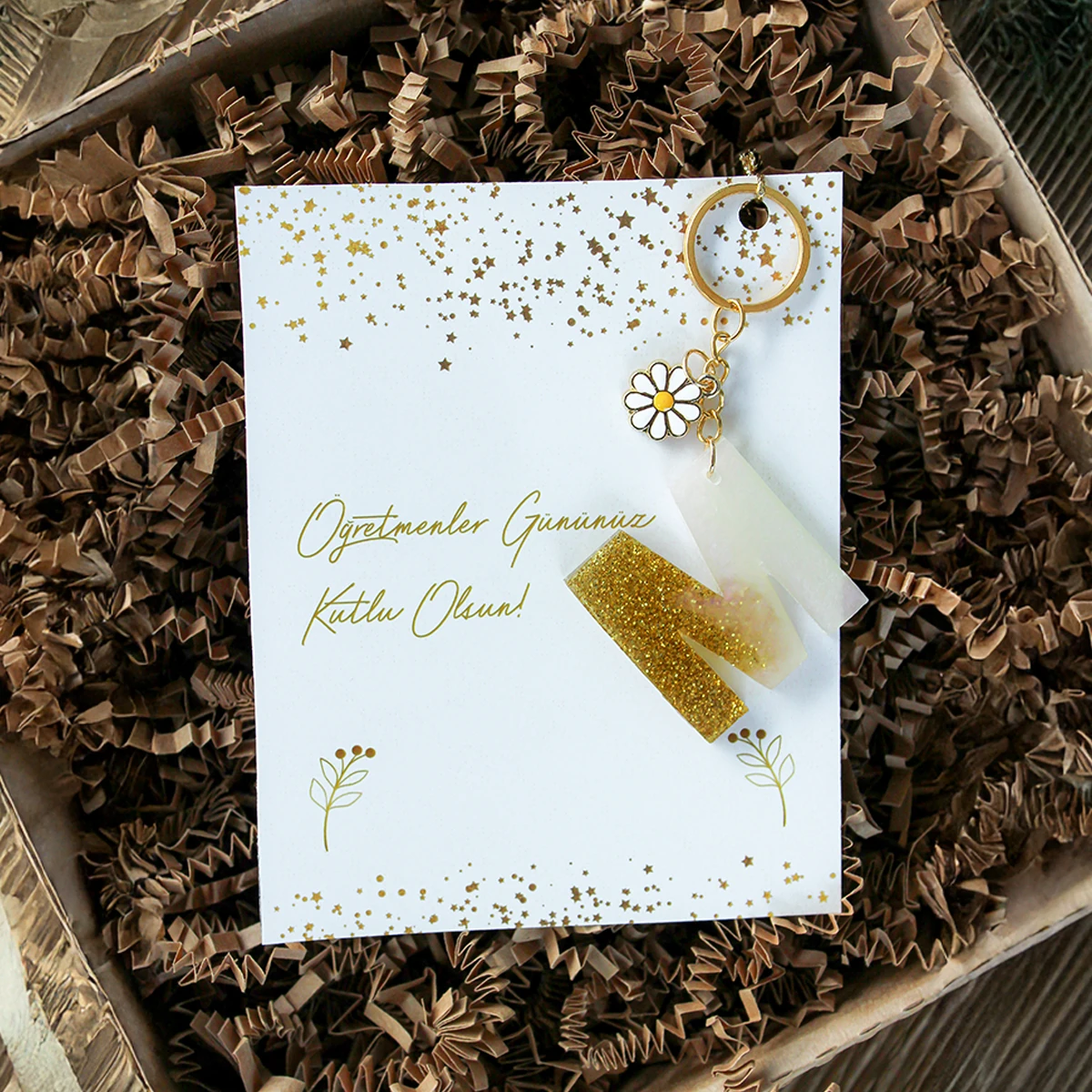 Hediyelik Harfli Epoksi Anahtarlık - Öğretmenler Günü'ne Özel