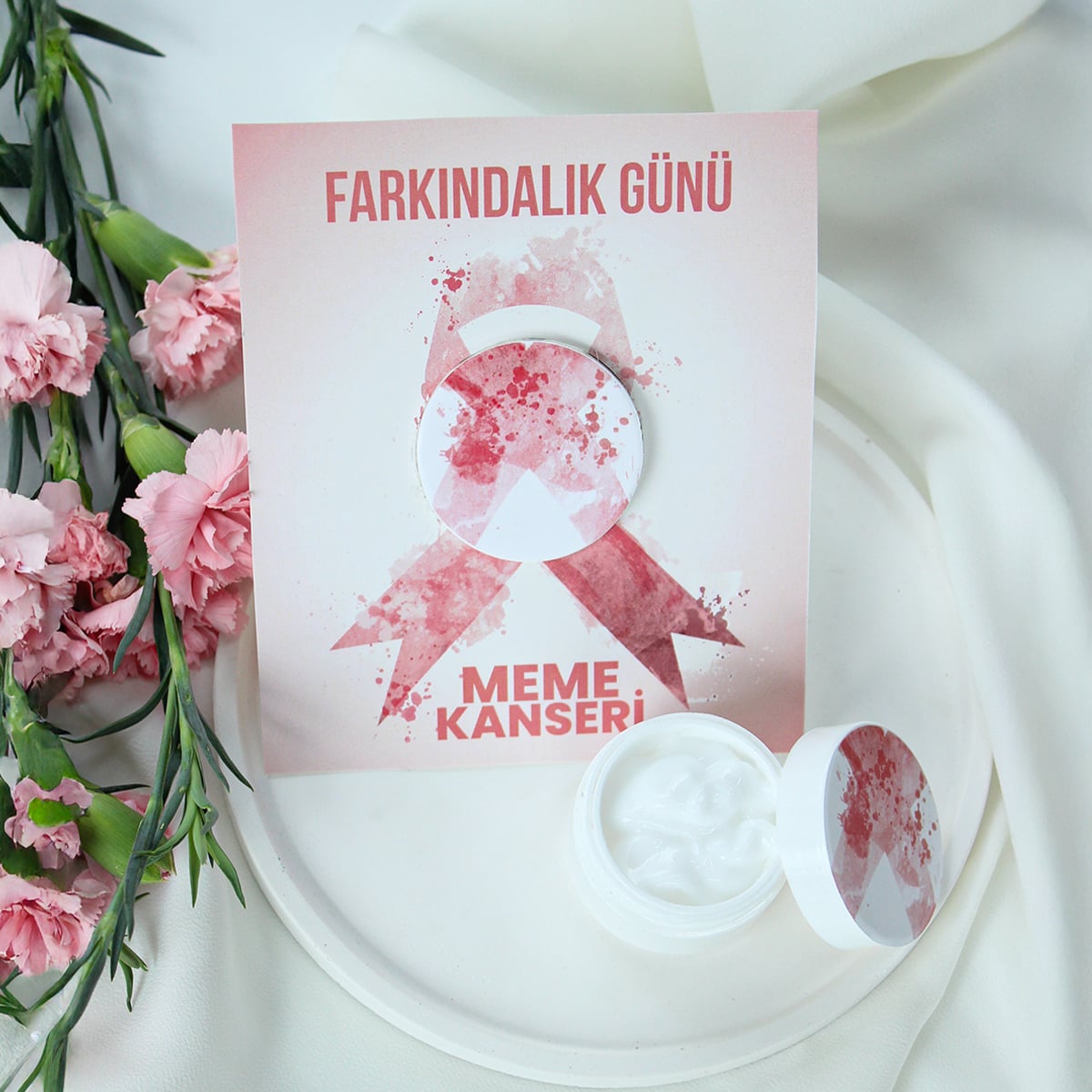 Meme Kanseri Tasarımlı Hediyelik Krem - Model 1