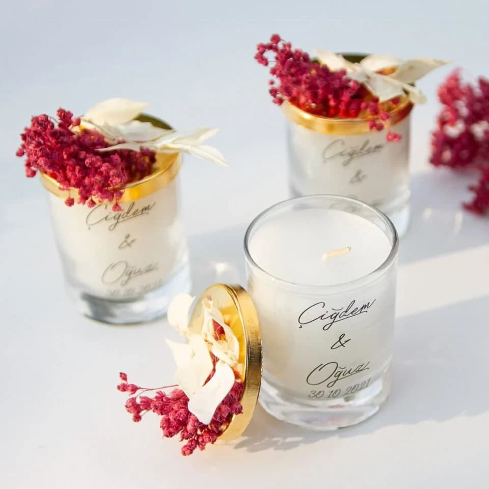 Kırmızı Broom Bloom Bardak Mum
