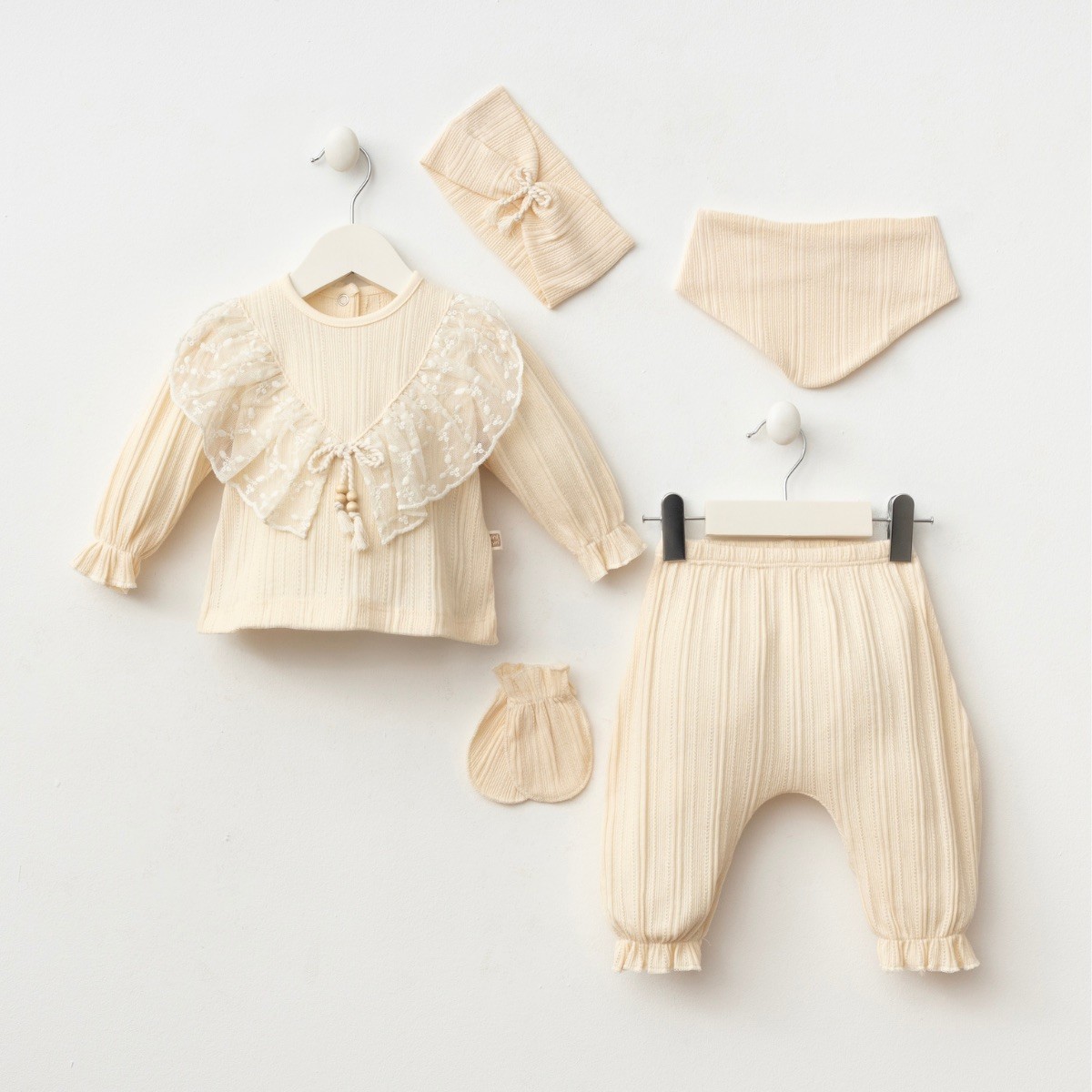 Moonaself Baby 0-3 Ay Dantel Yaka Detay 5li Set