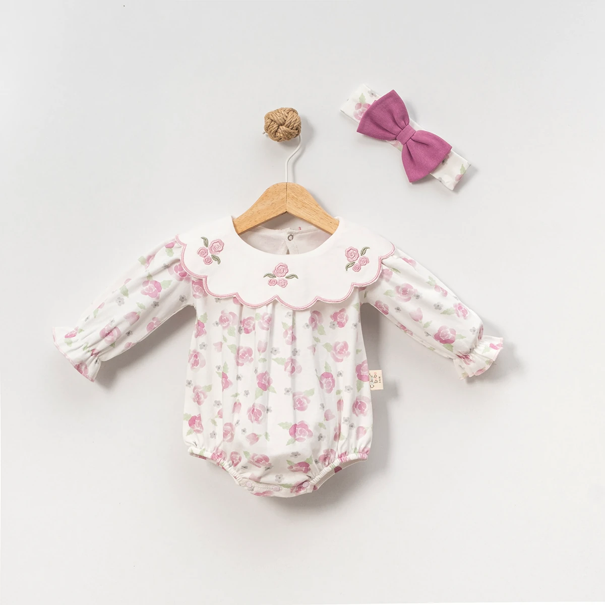 Moon Baby Organik Pamuk Kumaşlı Bandanalı Romper - Model 3