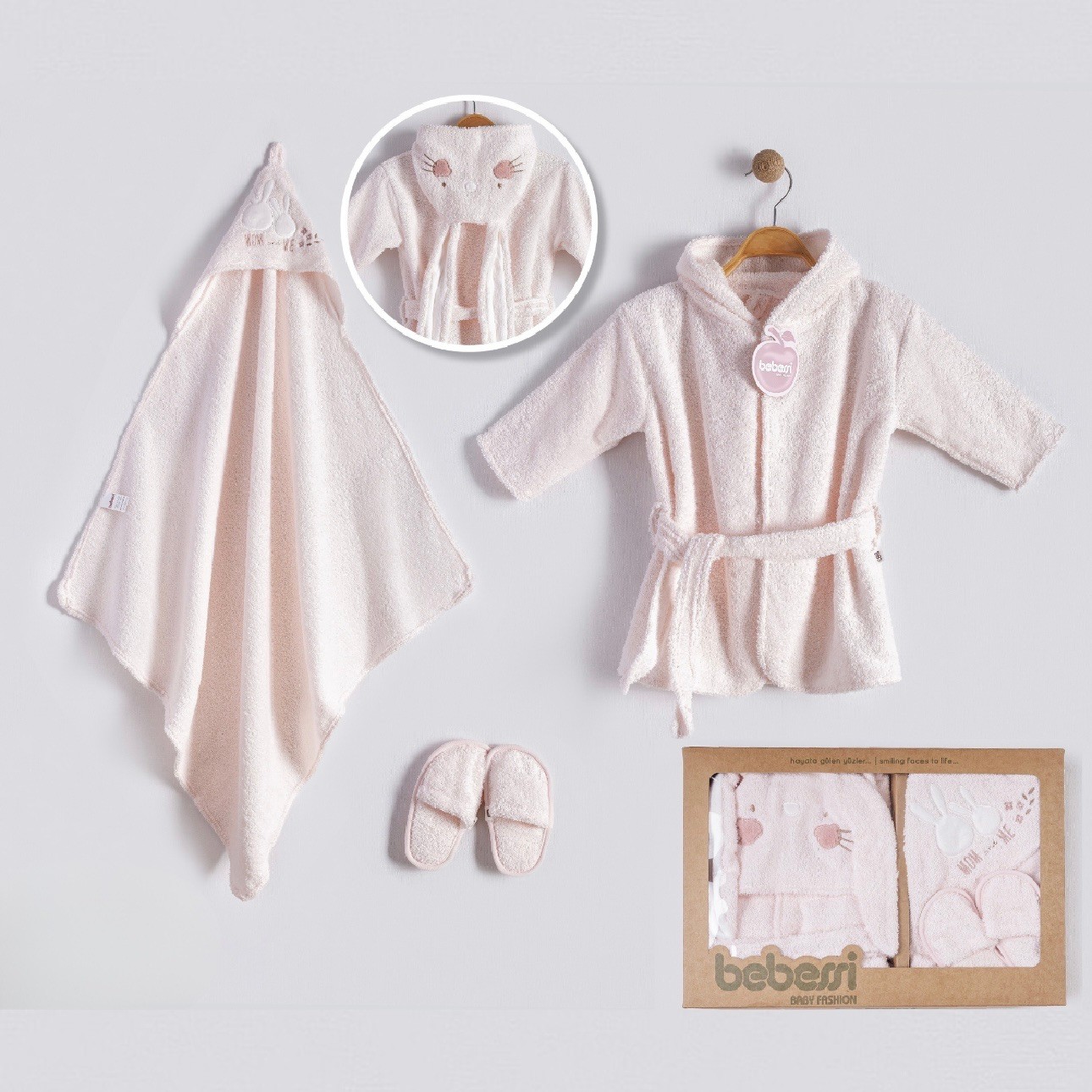 Moonaself Baby Sweet Bunny Kutulu Bornoz Set