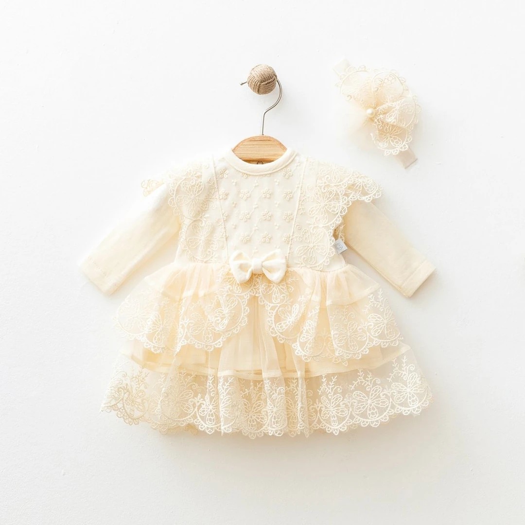 Moonaself Baby Kız Bebek Dantelli Elbise