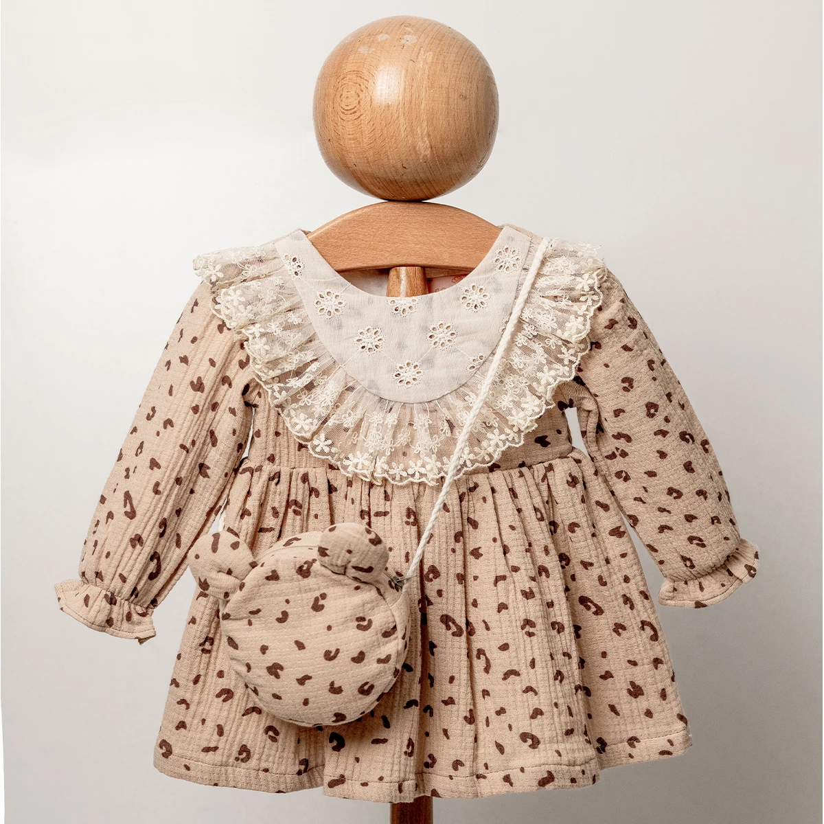 Moon Baby Leoplarlı Çantalı Kız Bebek Elbise