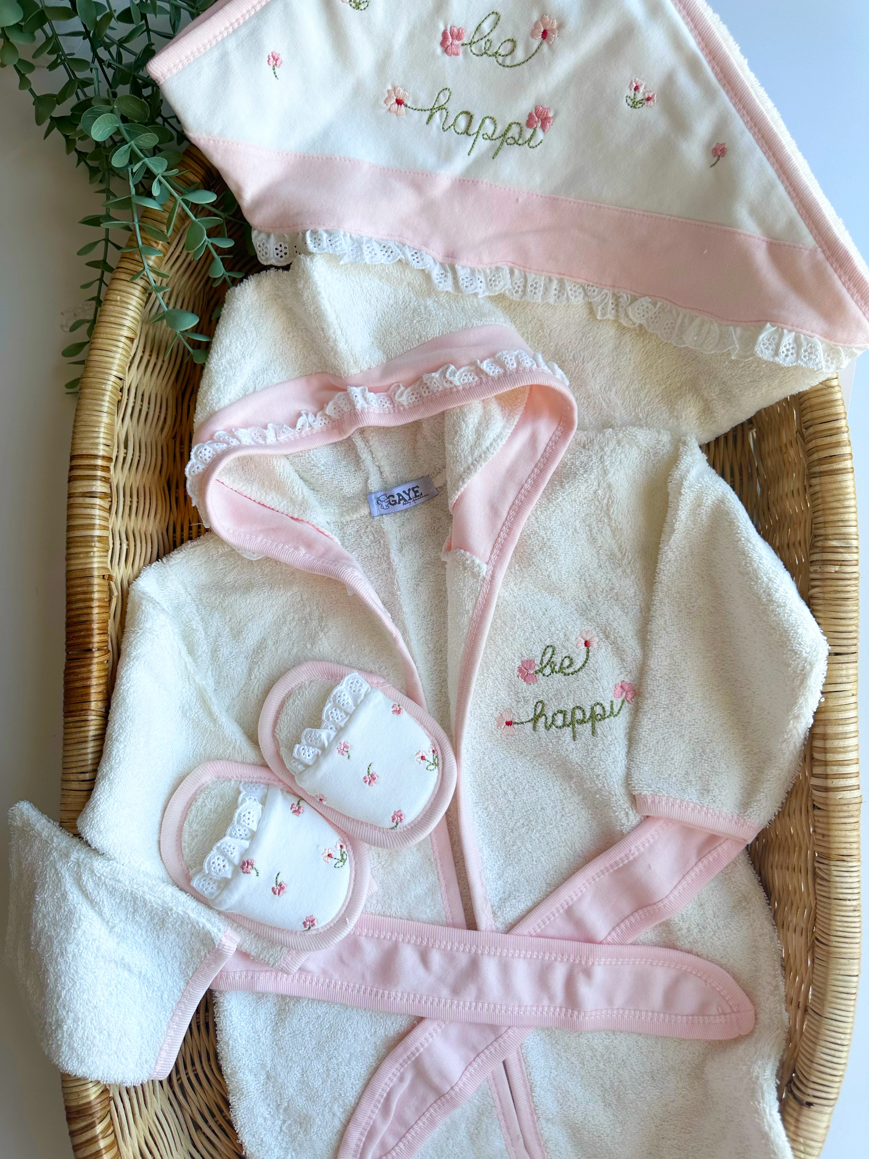 Moonlovers %100 Organik Pamuk Kumaşlı OEKO-TEX Sertifikalı 4 Parça Bornoz Set