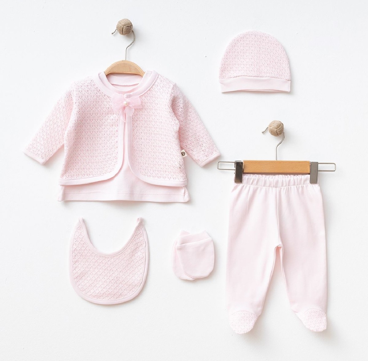 Moonaself Baby Örme Pelerinli 5li Set