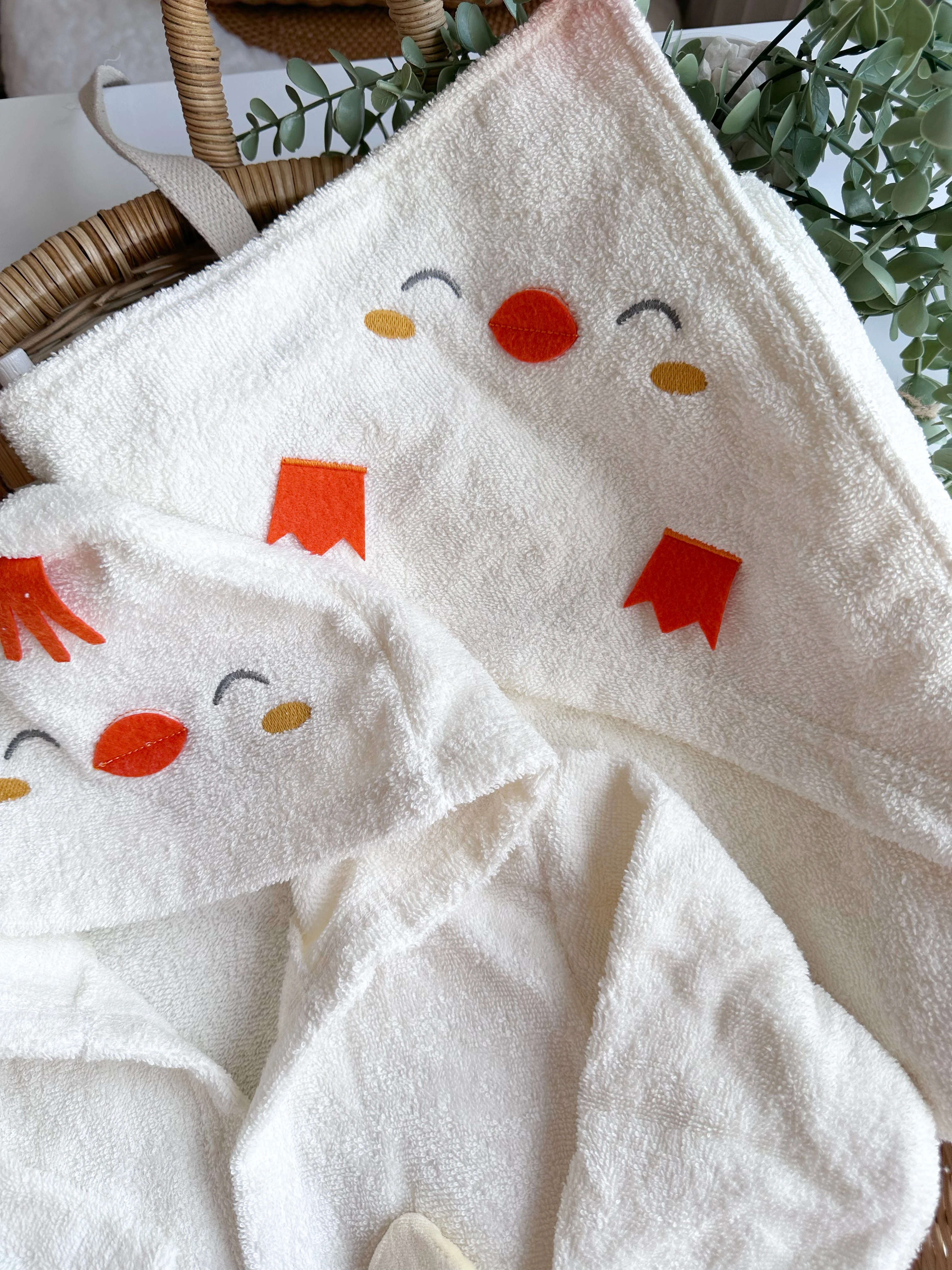 Moon Baby  %100 Organik Pamuk Kumaşlı Civciv Desen 3 Parça Bornoz Set