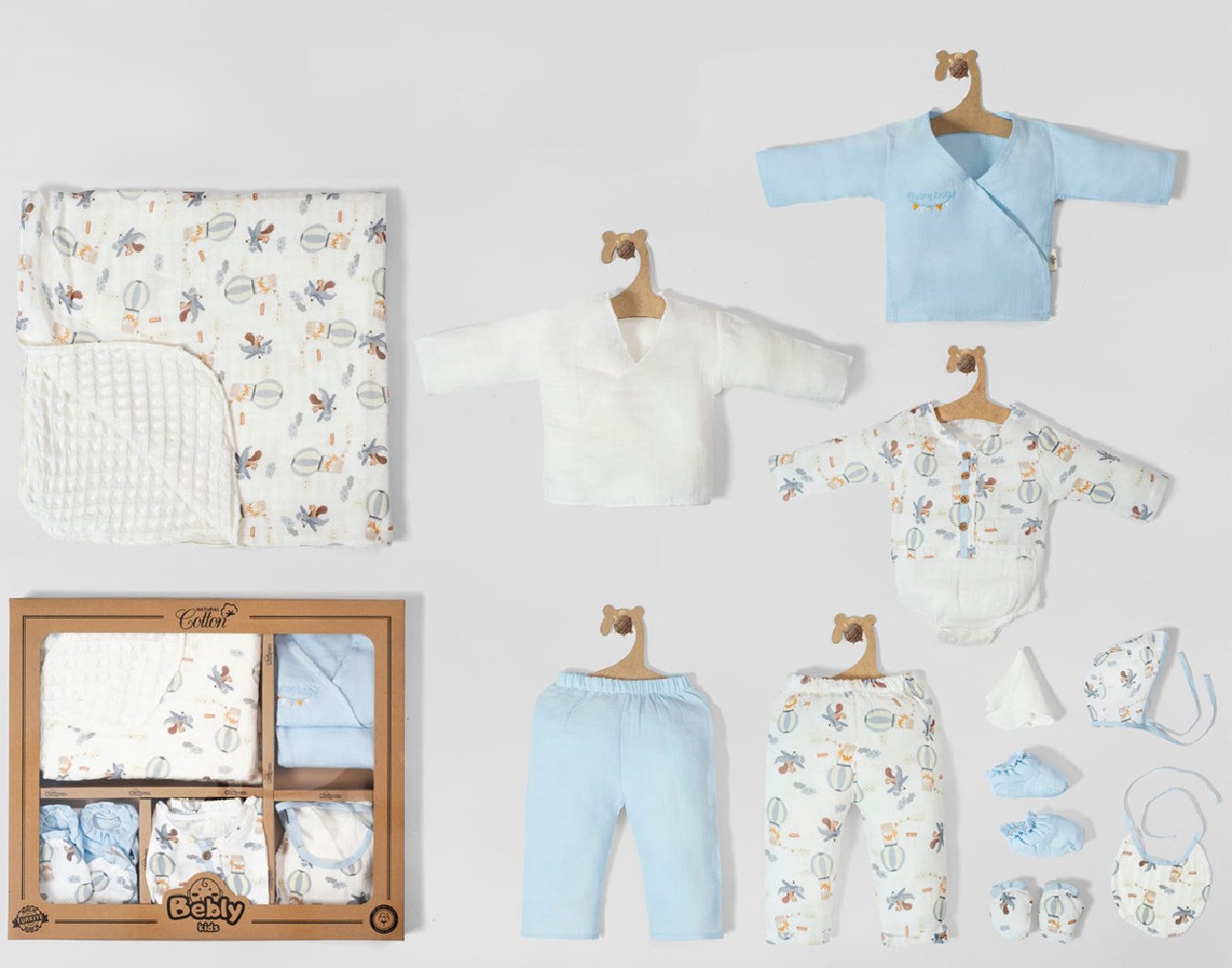 MOONASELF BABY 0-3 AY FİGÜRLÜ MÜSLİN 10'LU SET