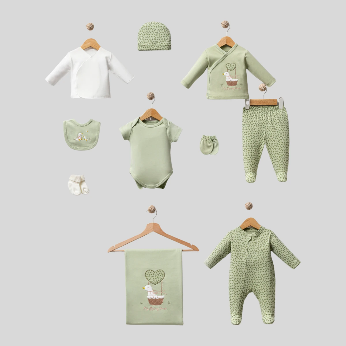 Moon Baby Organik Pamuk Kumaşlı Nakışlı 10 Parça Hastane Çıkış Seti