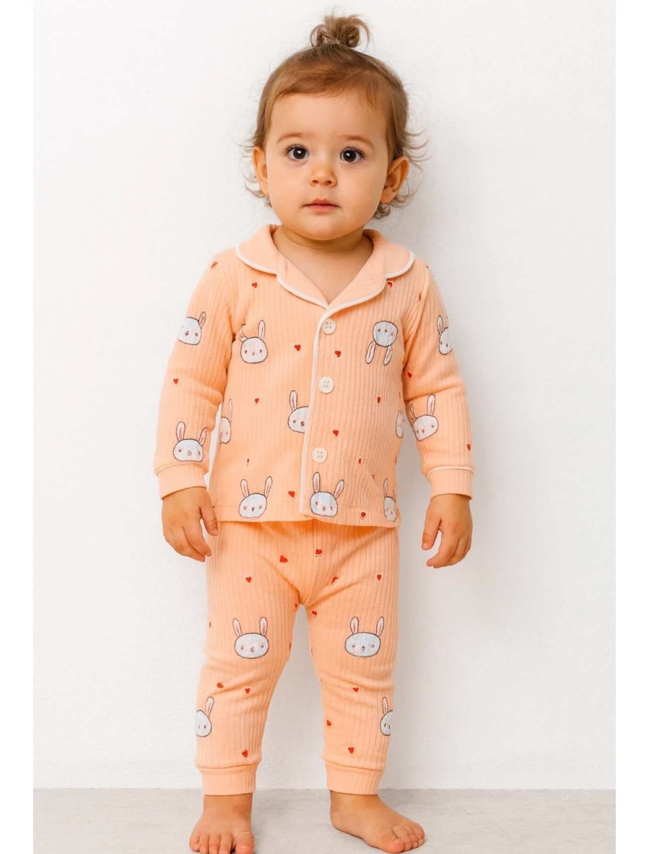 Moon Baby Organik Pamuklu Tavşan Detay 2li Pijama Takımı