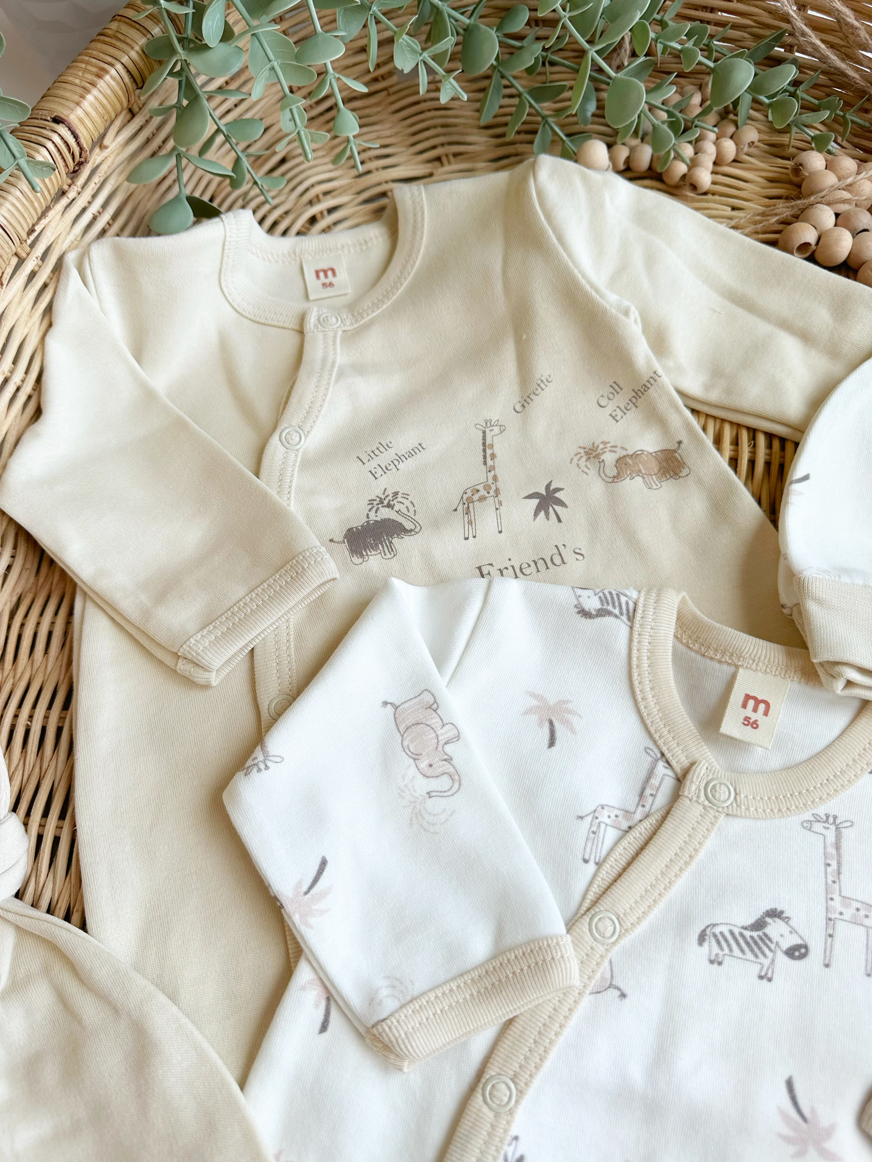 Moonaself Baby Fil Baskılı 0-3 Ay 2li Tulum Set