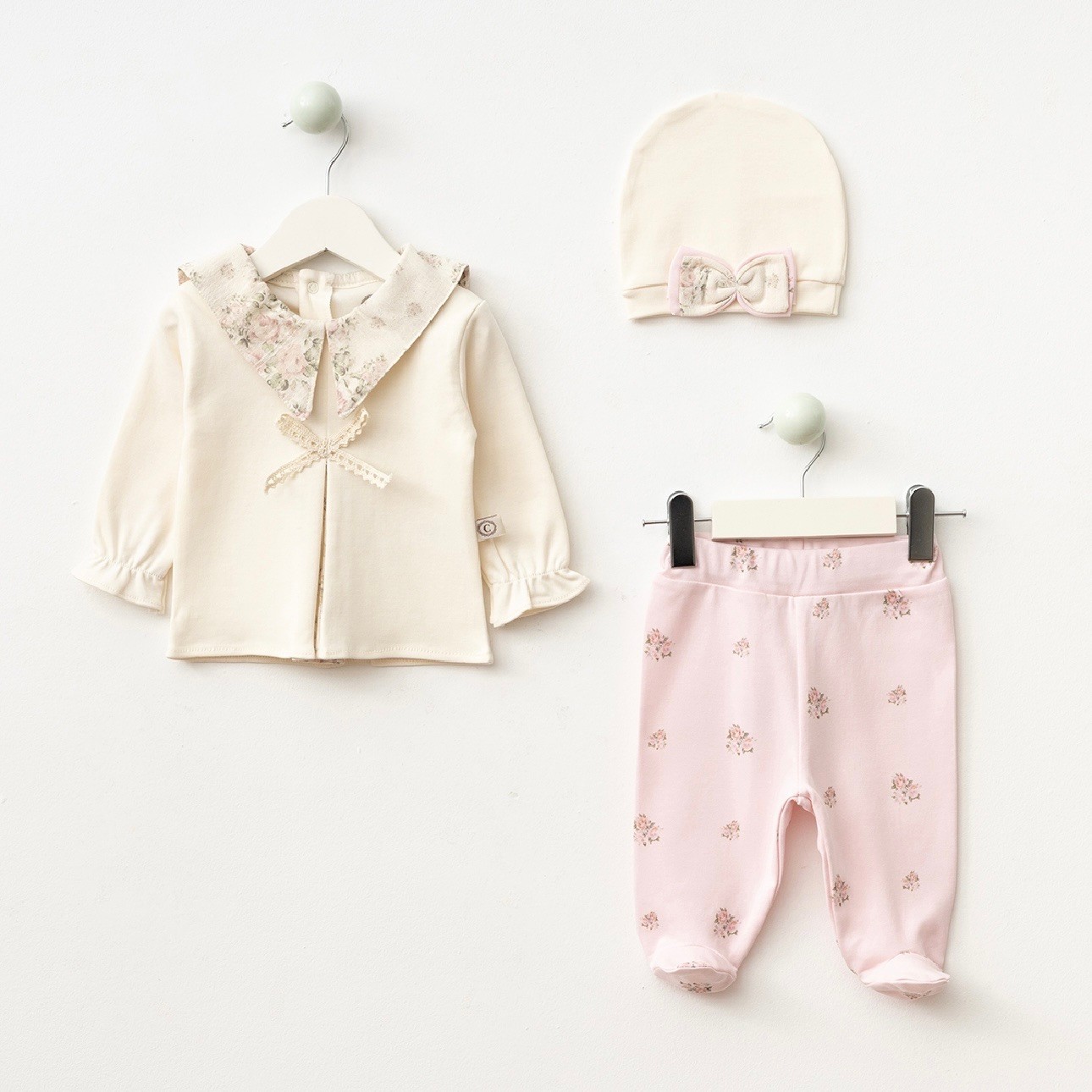 Moonaself Baby Çiçek Desenli 3lü Set