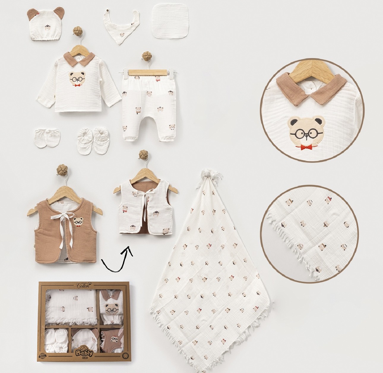 Moonaself Baby 0-3 Ay Elyaflı Müslin 10lu Set