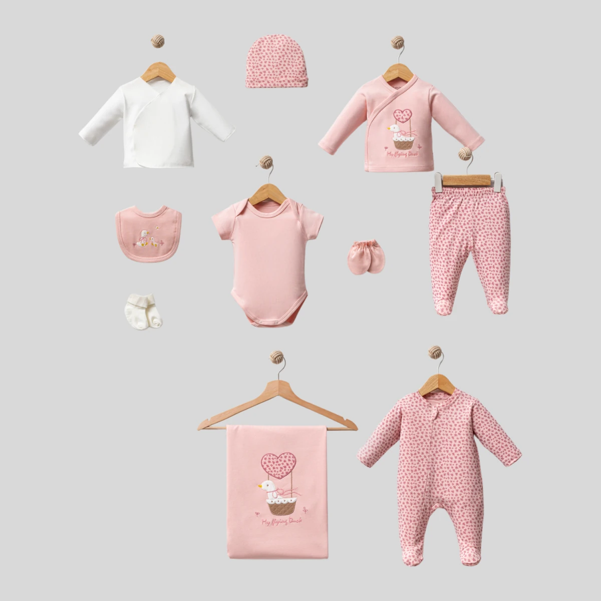 Moon Baby Organik Pamuk Kumaşlı Nakışlı 10 Parça Hastane Çıkış Seti