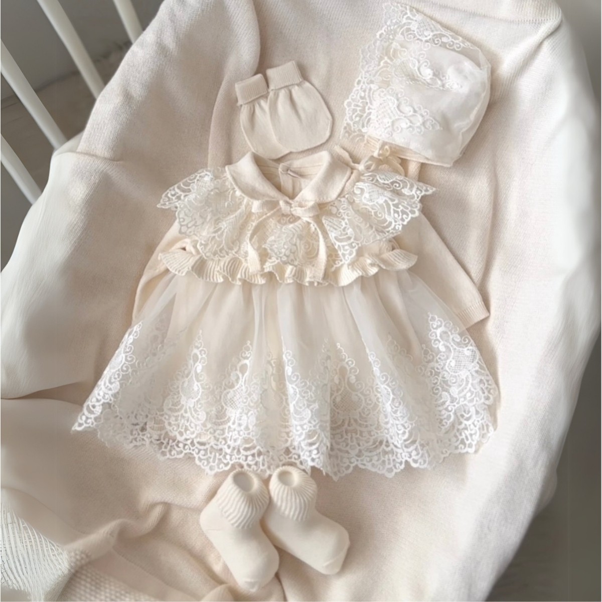 MOONASELF BABY KIZ 0-3 AY BATTANİYELİ LORA DANTELLİ 5Lİ SET