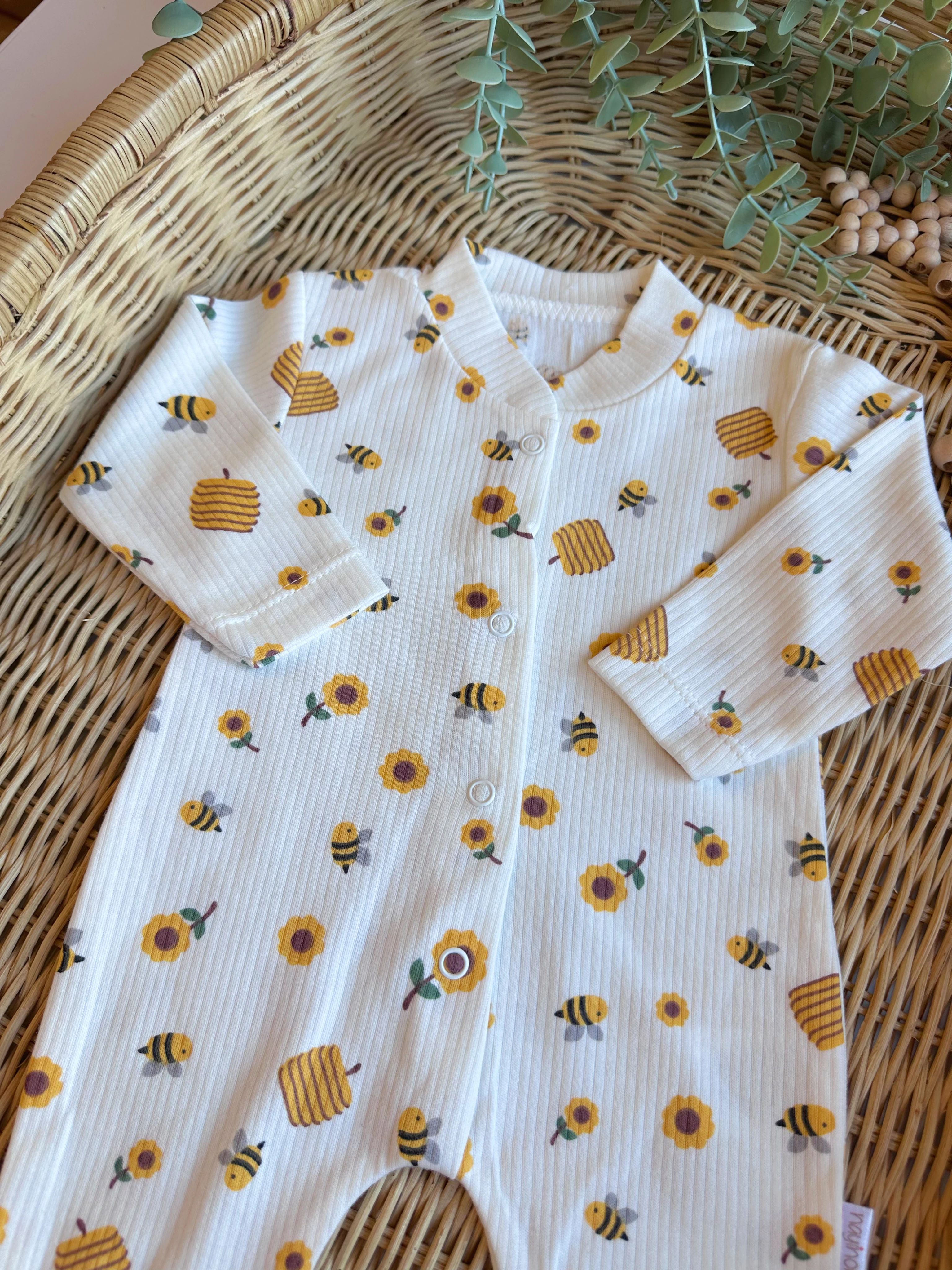 Moonaself Baby Unısex Arı Desenli Tulum