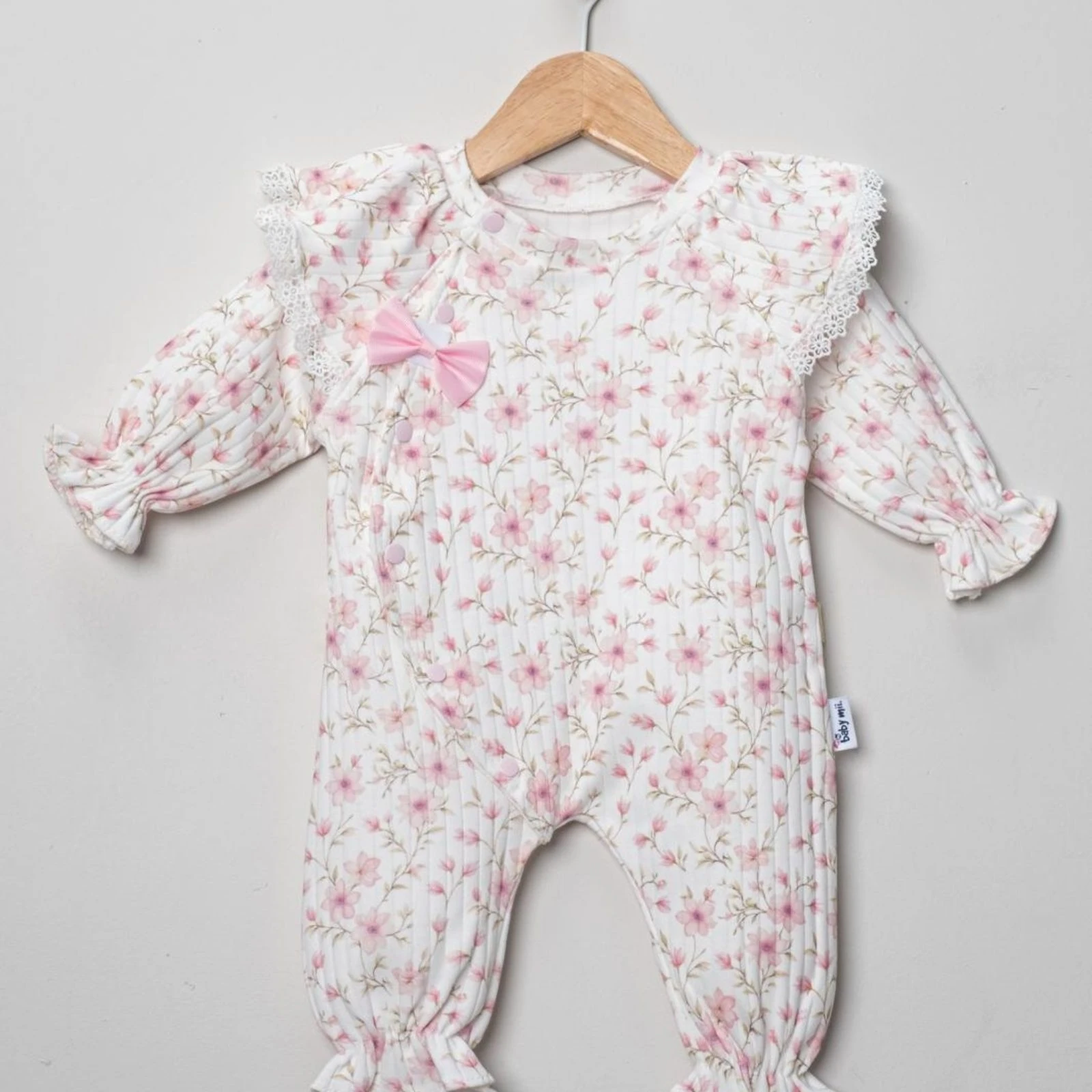 Moon Baby Organik Pamuk Kamuşlu Çiçek Baskılı Fİstolu Tulum