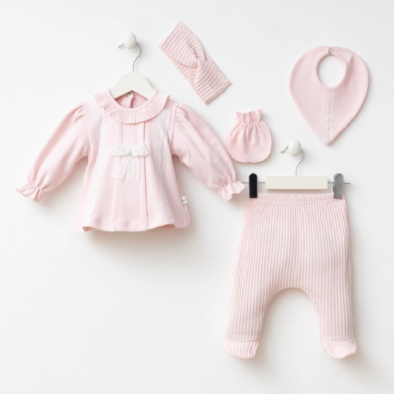 Moon Baby Isabella Organik Pamuk Kumaşlı 5li Set - Pembe