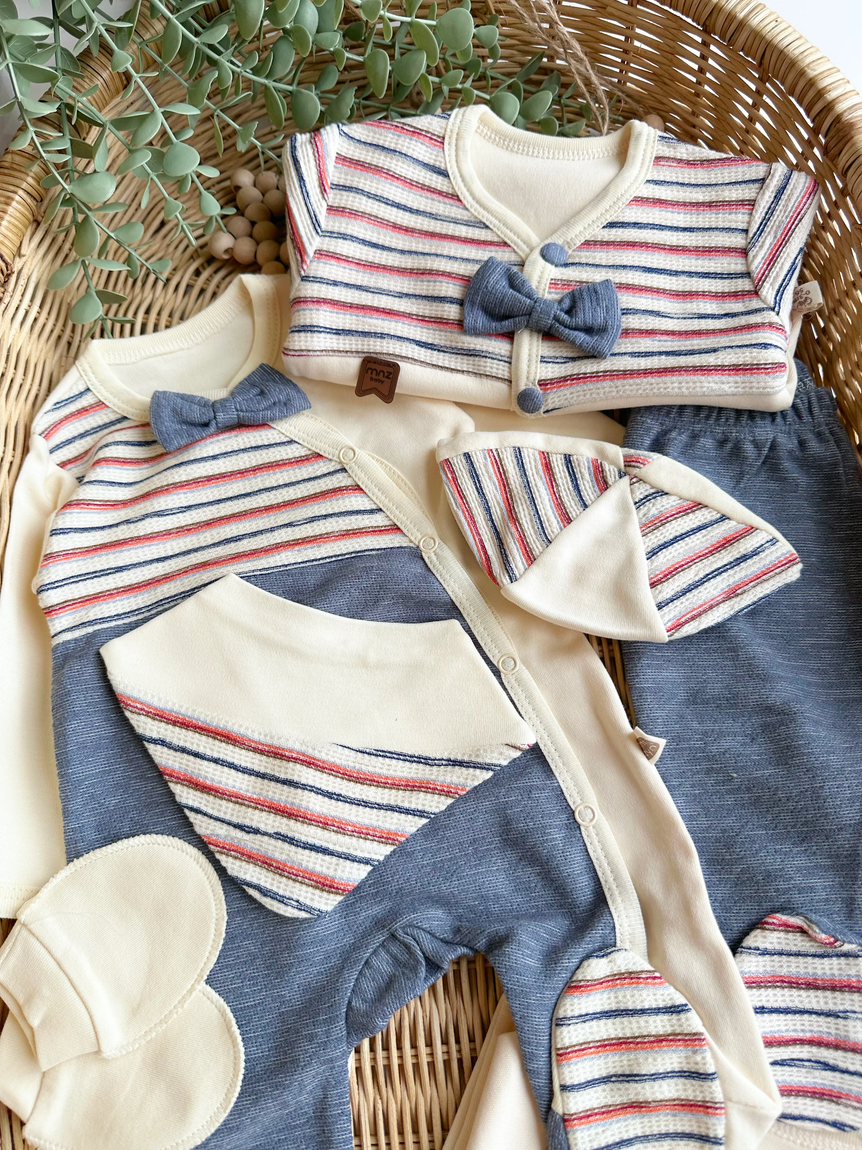 MOONASELF BABY 0-3 AY ÇİZGİ DETAYLI 8Lİ SET