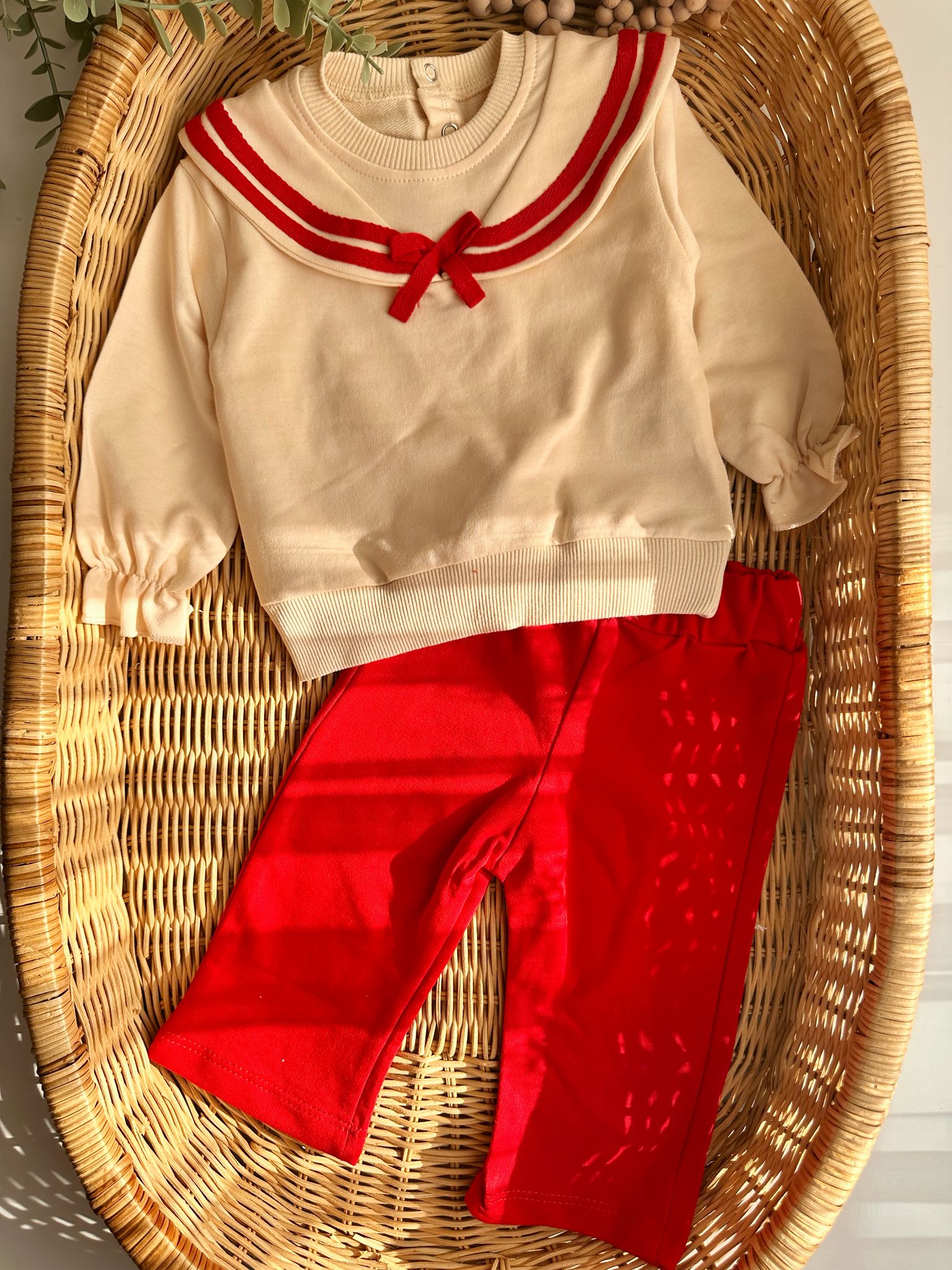 Moon Baby Kız Bebek Fiyonk Yaka Detay Pamuklu 2li Takım