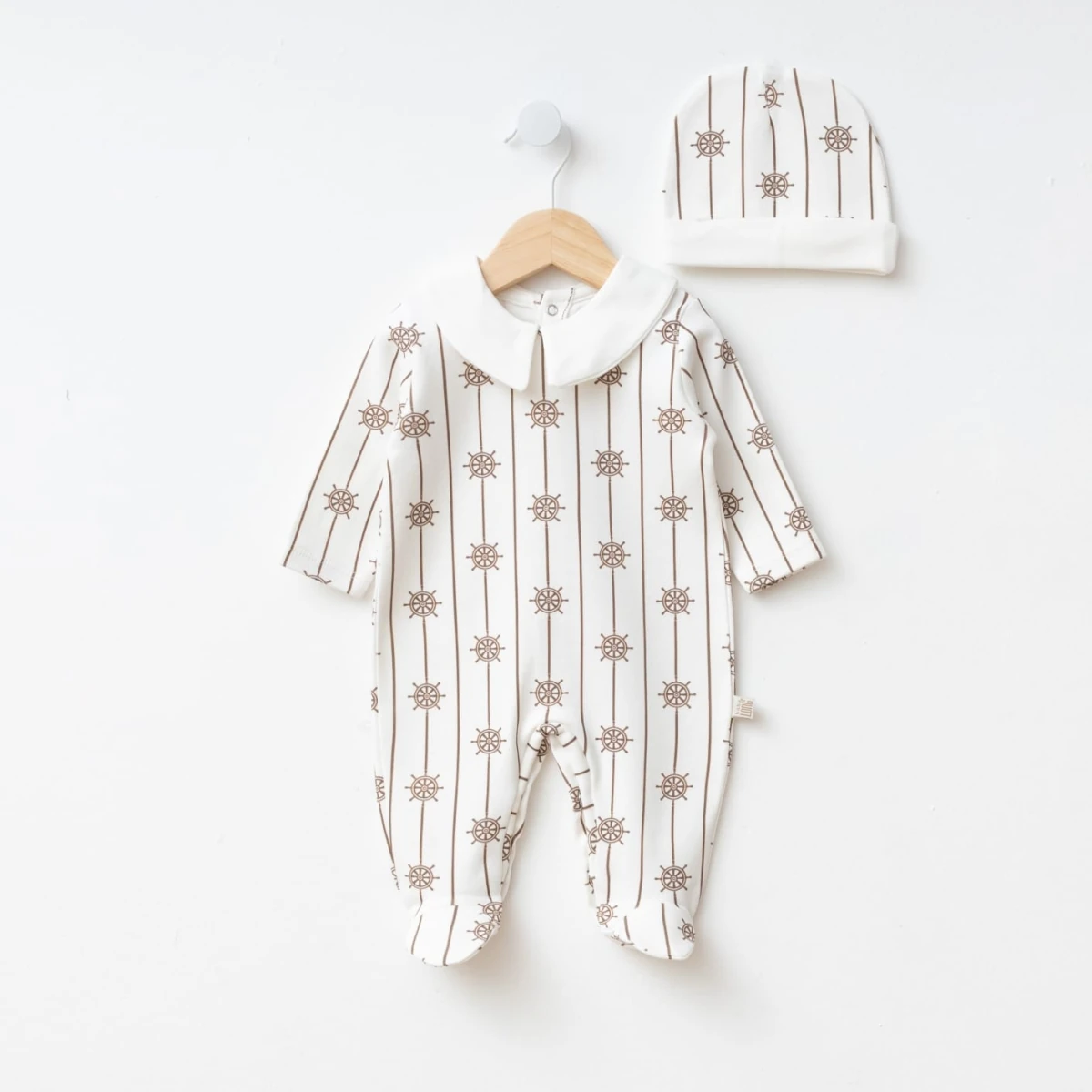 Moon Baby Organik Pamuk Kumaşlı Şapkalı 2'li Tulum - Model 2