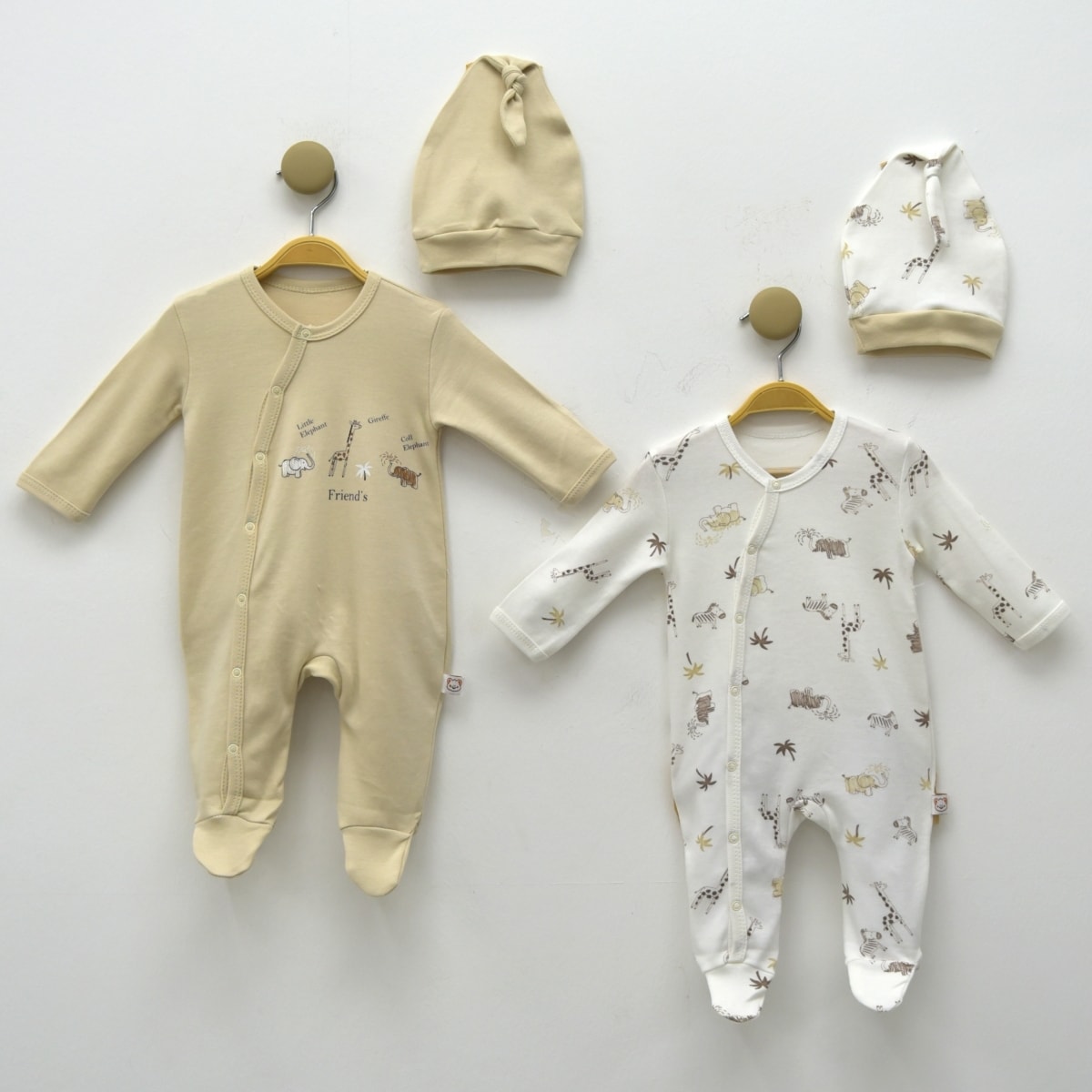 Moonaself Baby Fil Baskılı 2li Tulum Set