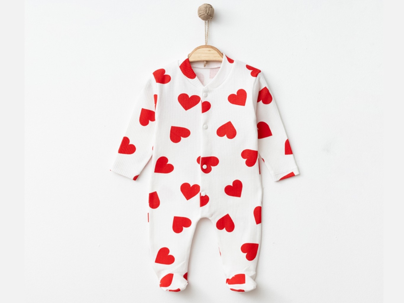 MOONASELF BABY KIRMIZI KALP MANŞETLİ TULUM
