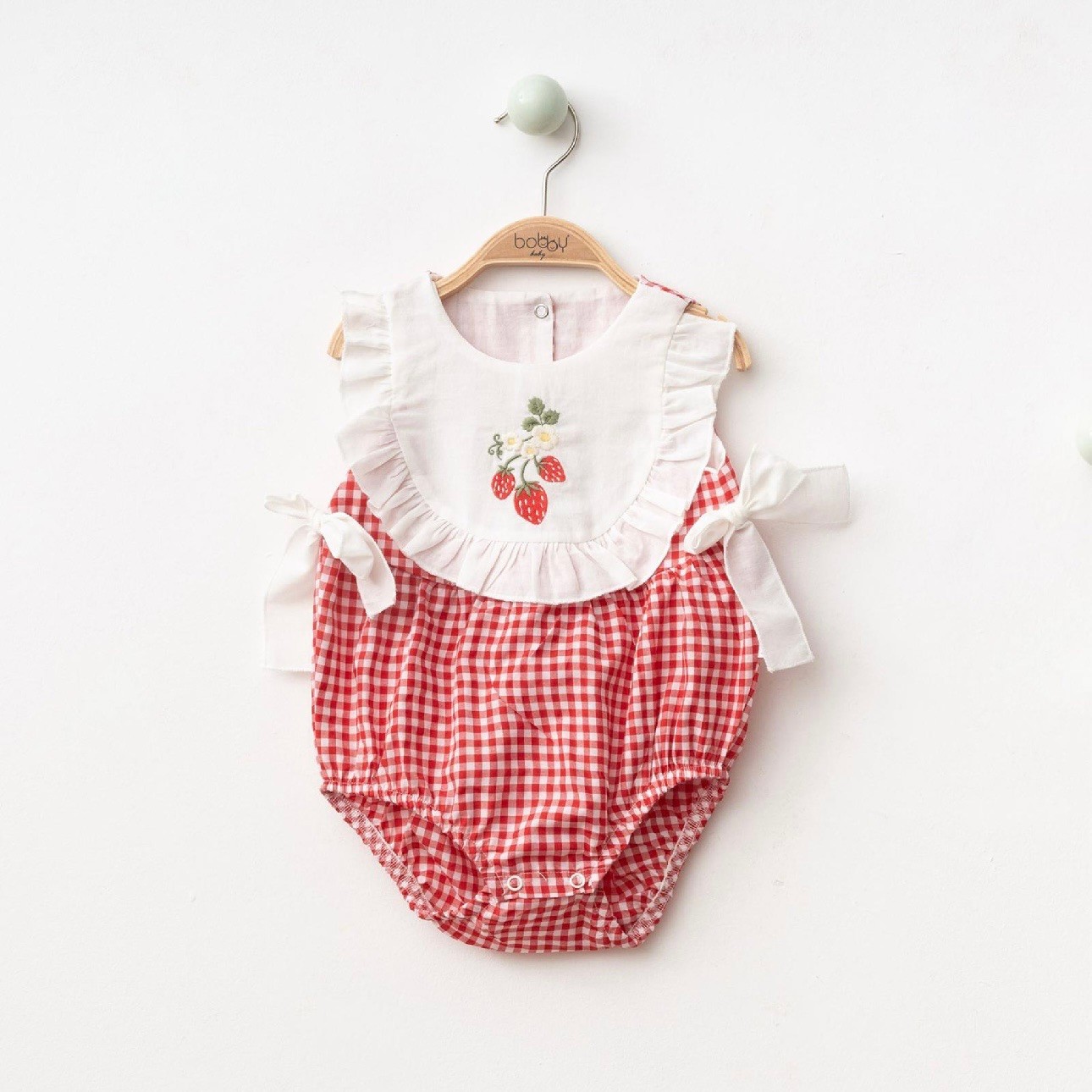 Moonaself Baby Çilek Nakışlı Pötikare Romper