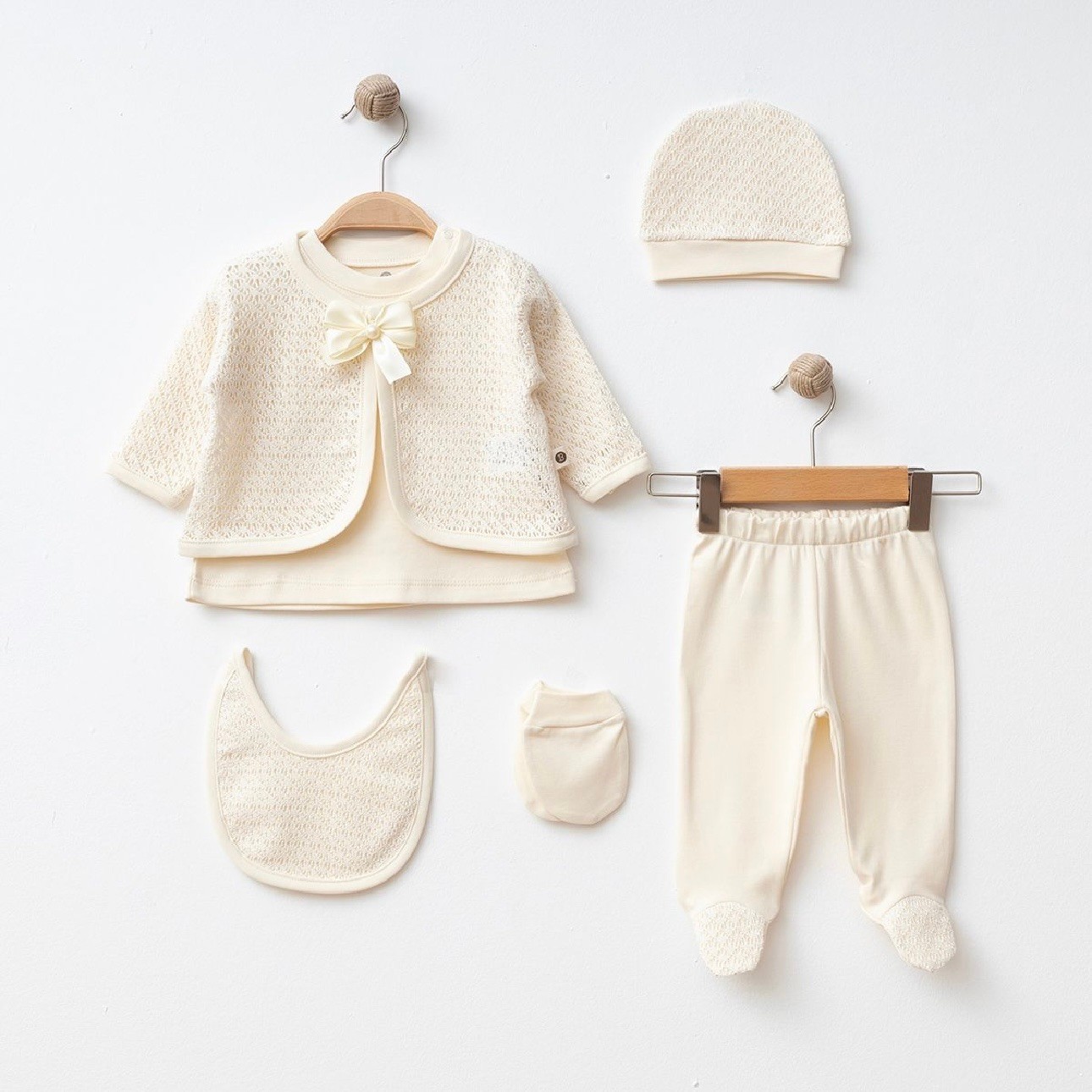 Moonaself Baby Örme Pelerinli 5li Set
