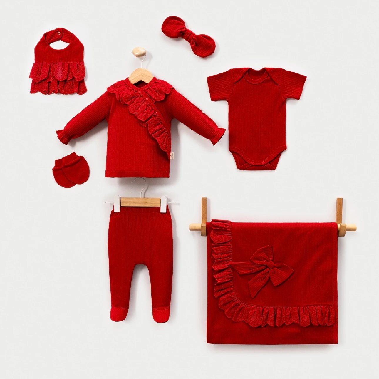 Moonaself Baby Kruvaze Dantelli 0-3 Ay 7’li Set