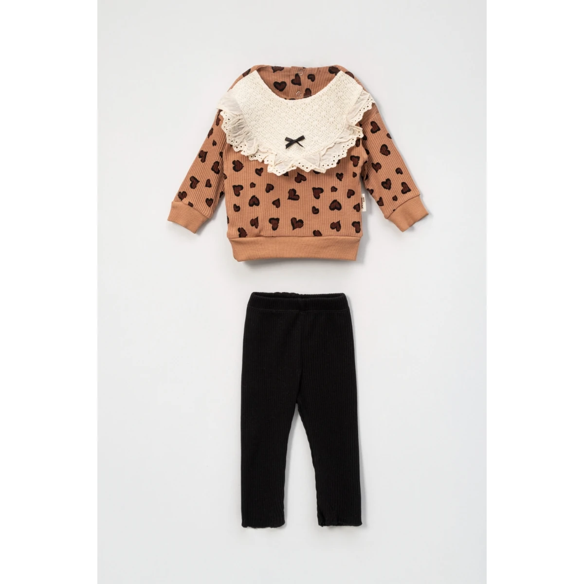 ORGANİK PAMUKLU KALP LEOPAR BASKILI 2Lİ TAKIM