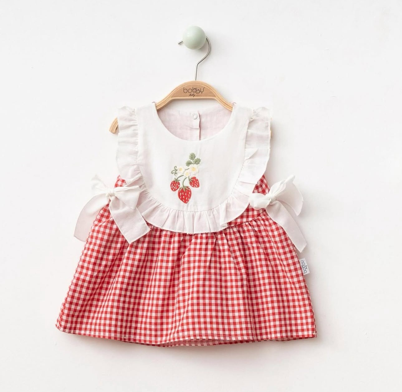 Moonaself Baby Çilek Nakışlı Pötikare Elbise