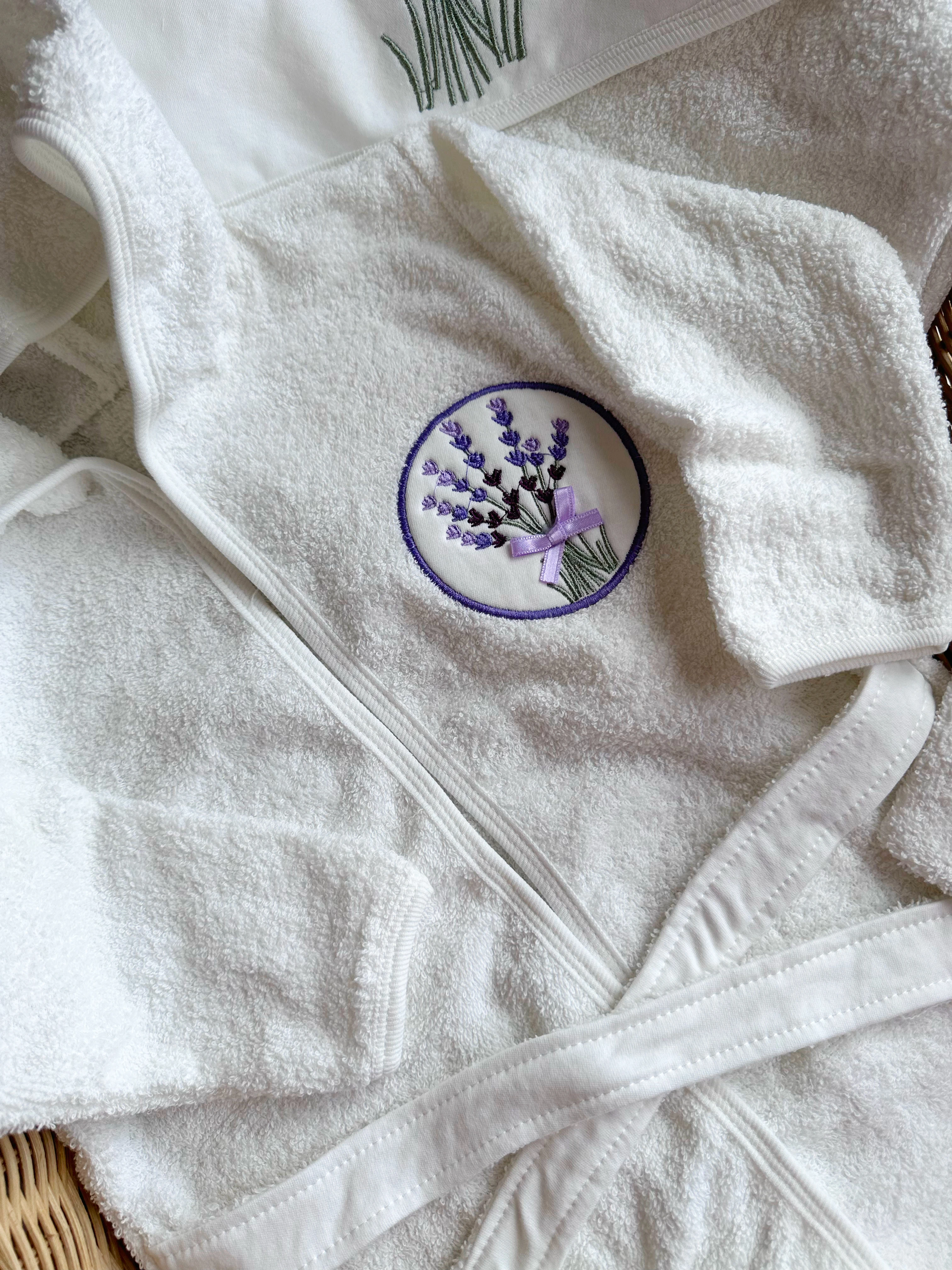 Moon Baby Lavanta Nakışlı Bornoz Set