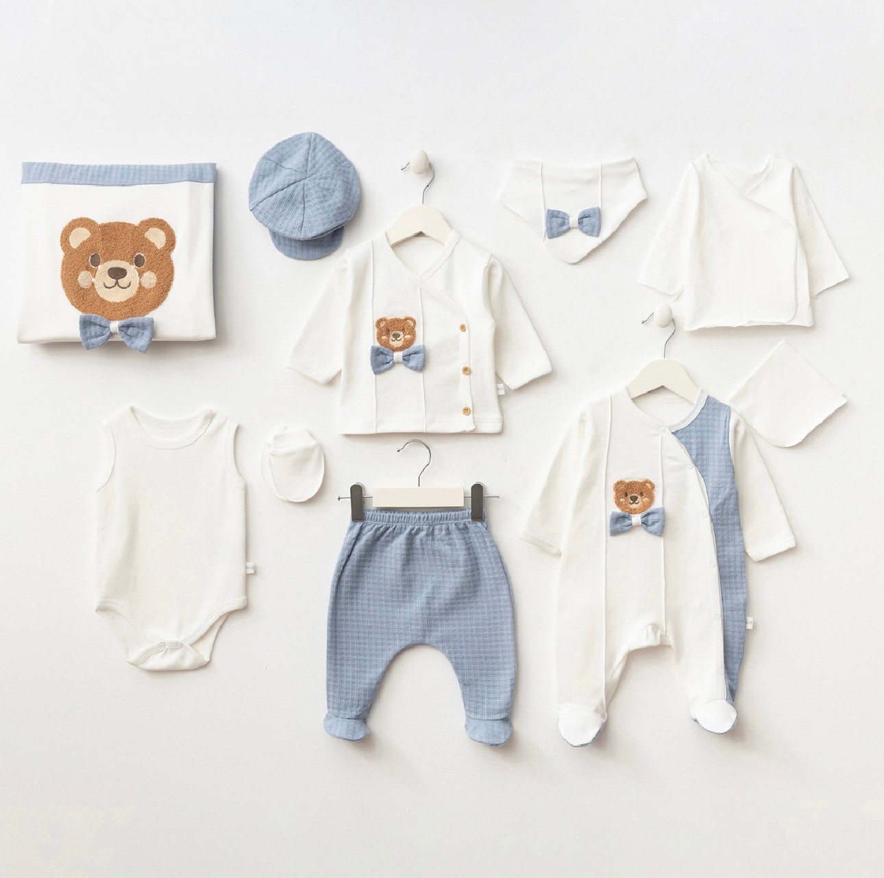 MOONASELF BABY 0-3 AY ERKEK BEBEK AYICIK SÜZENELİ 10LU SET