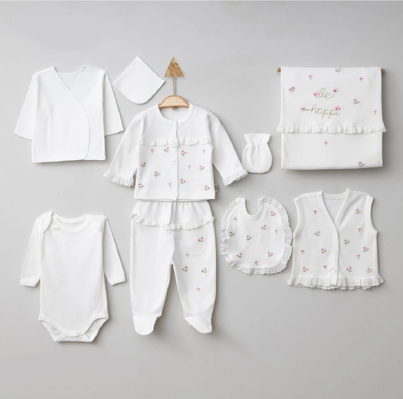 Moonaself Baby 0-3 Ay Çiçekli 10 lu Hastane Çıkış Seti