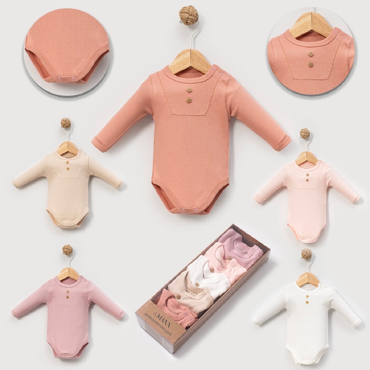 Moonaself Baby 0-3/3-6 Ay Asorti Çıtçıtlı Badi Set