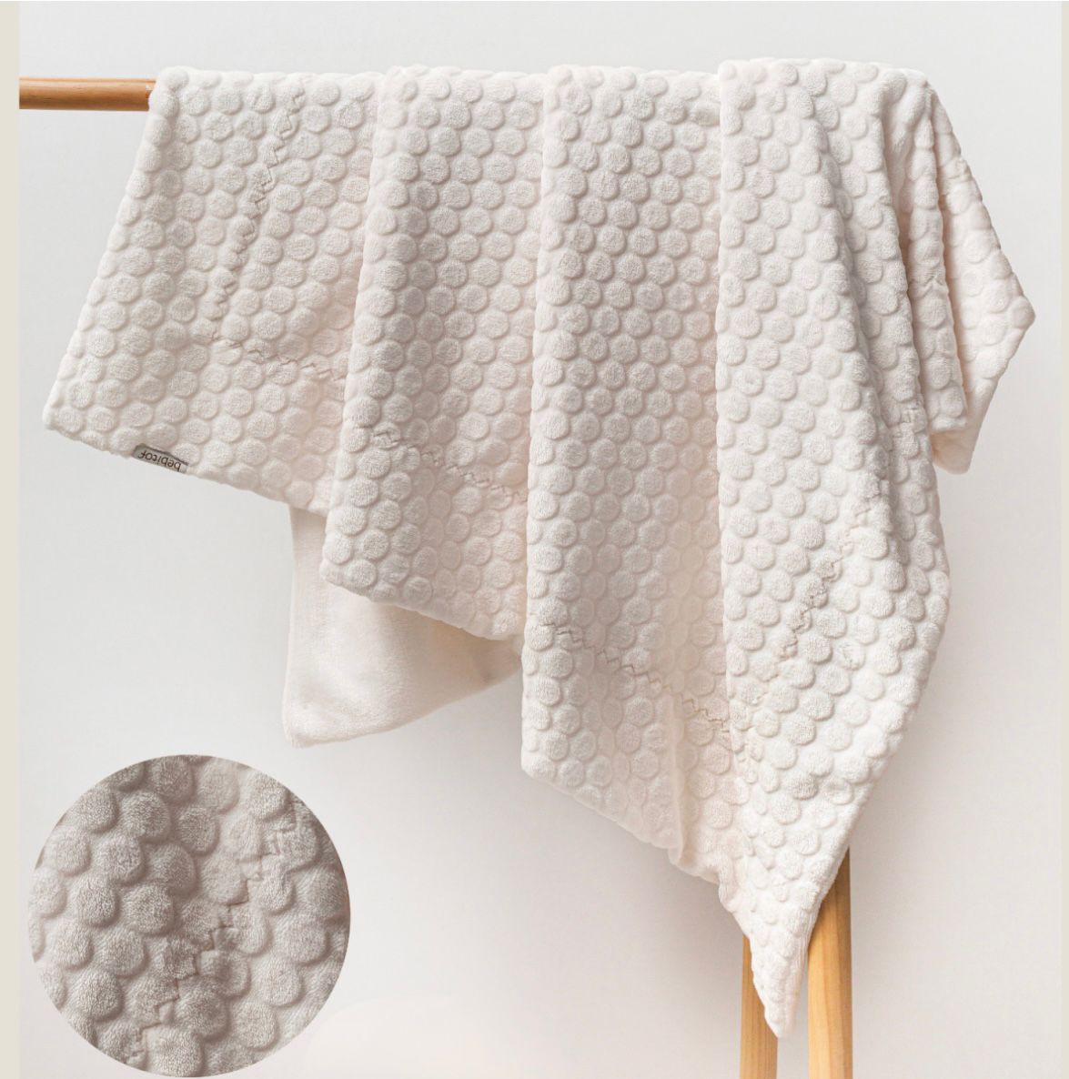 Moon Baby Organik Pamuk Kumaşlı Kabartmalı Bebek Battaniye - Ekru