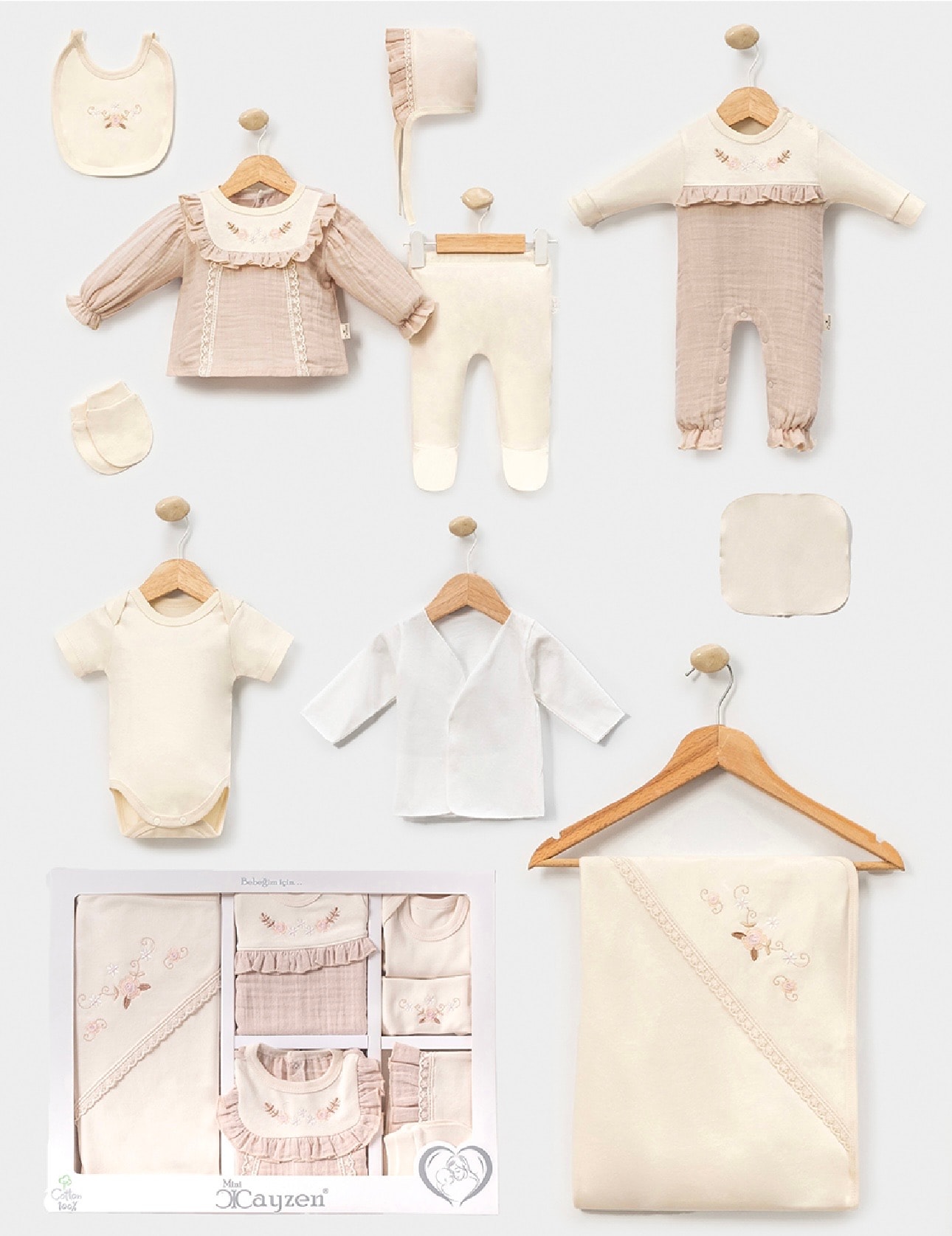 Moonaself Baby 0-3 Ay Nakış Detaylı 10lu Set