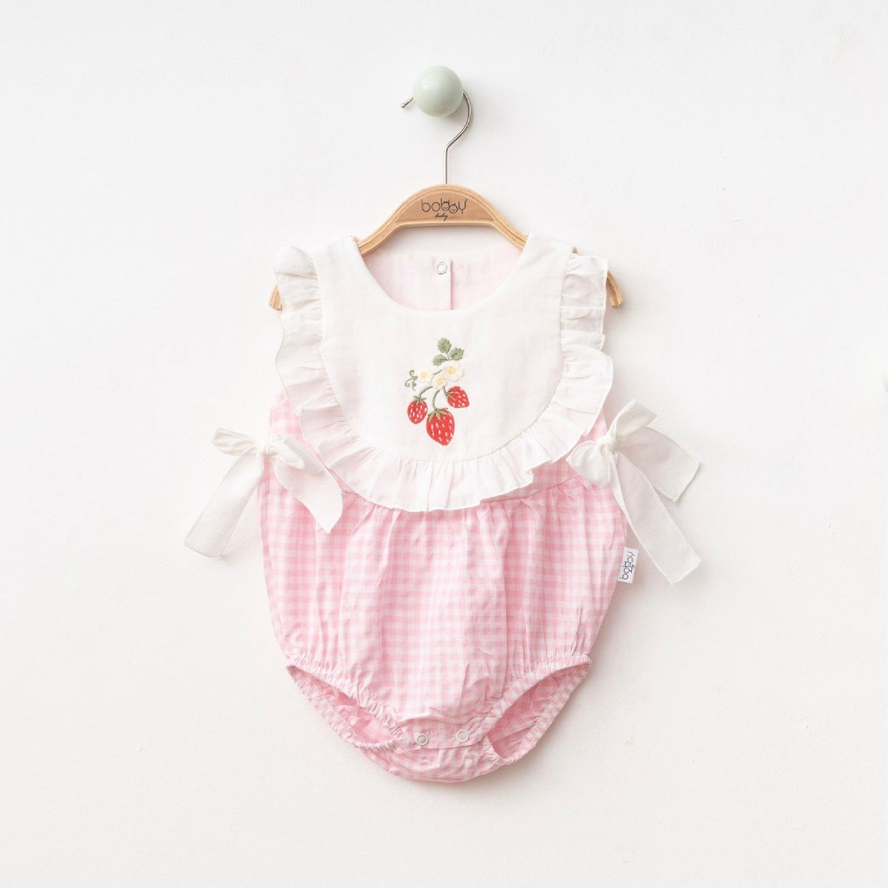 Moonaself Baby Çilek Nakışlı Pötikare Romper