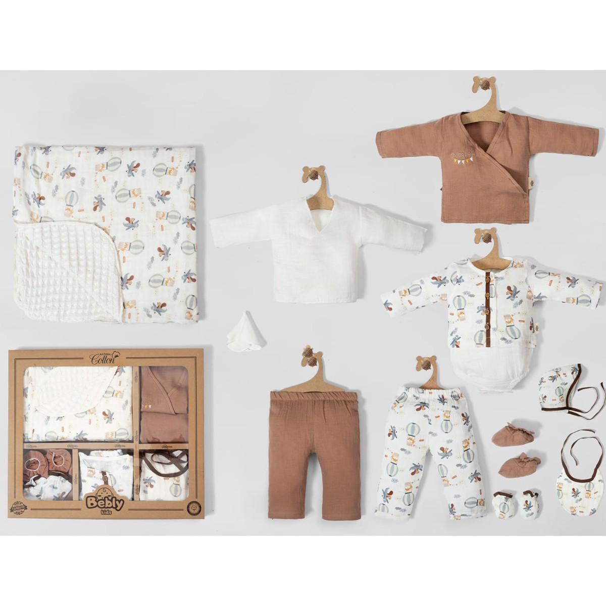 MOONASELF BABY 0-3 AY FİGÜRLÜ MÜSLİN 10'LU SET