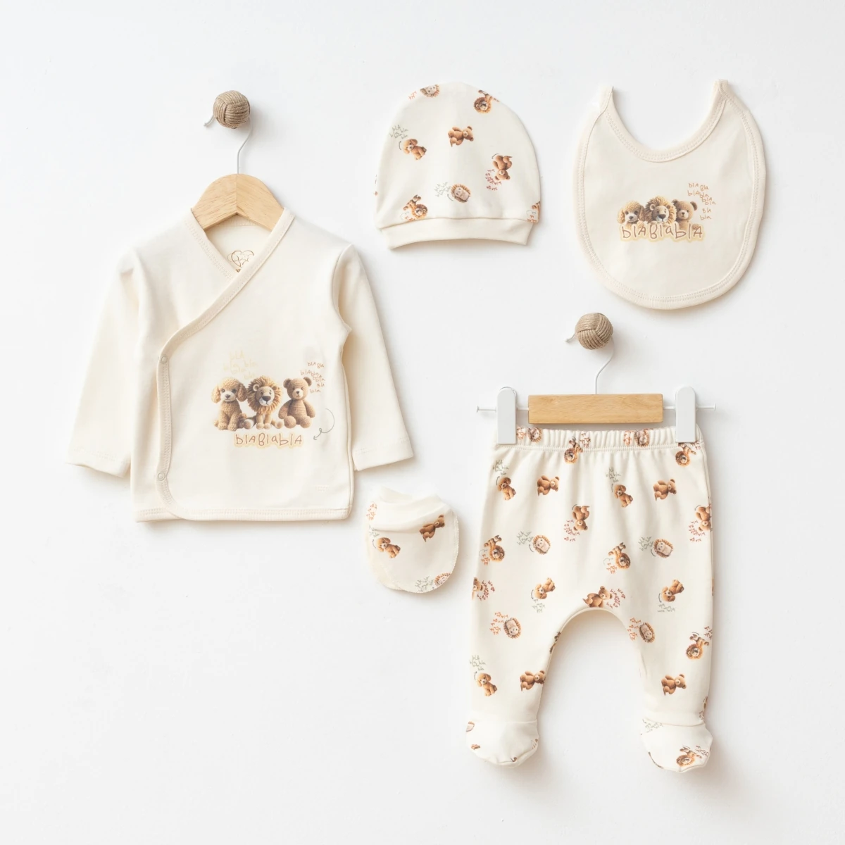 Moon Baby Unısex Baskılı Pamuklu 5li Set