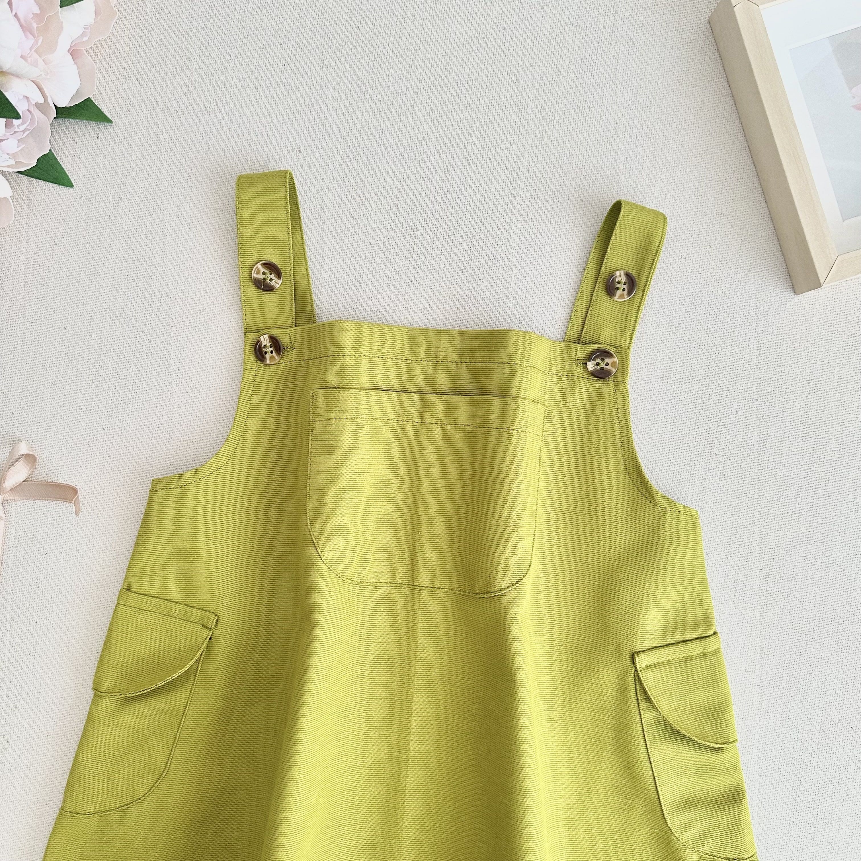 Kız Bebek Keten Salopet - Fıstık Yeşili