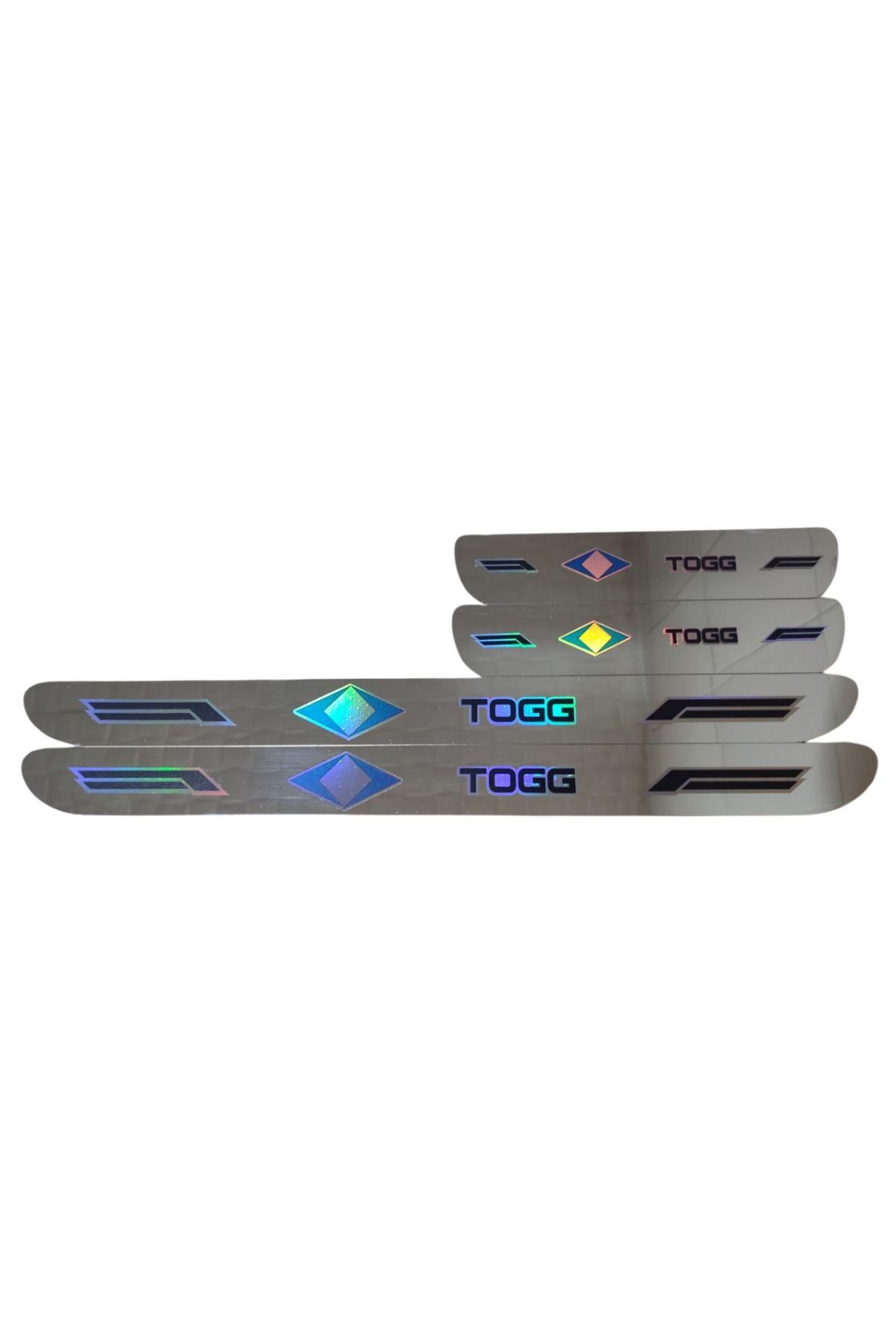 Togg Hologram Logolu Araca Özel Marka Logolu Aynalı Kapı Eşiği Koruyucu Yapıştırma 4'lü Set
