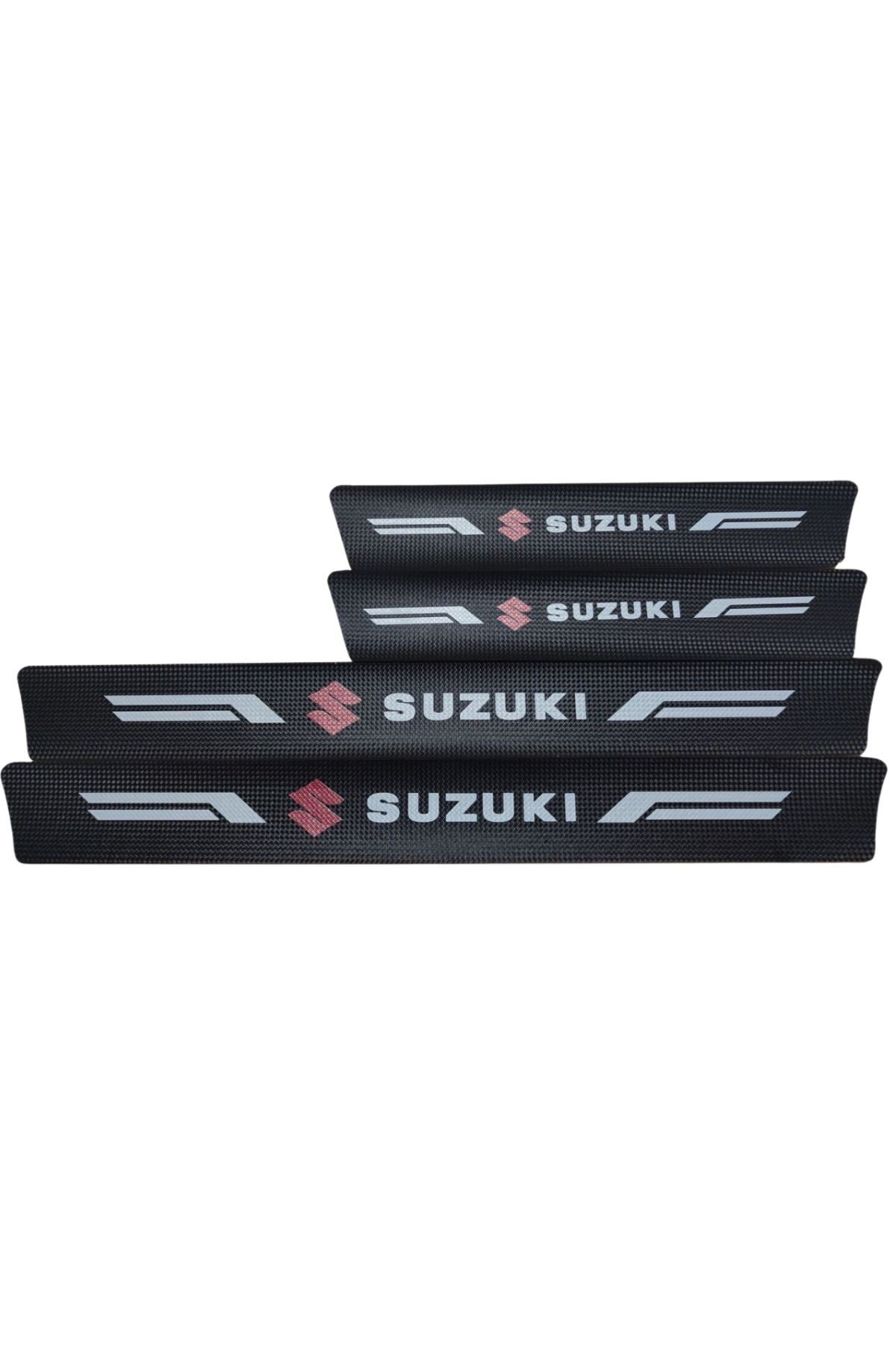 Suzuki Logolu Karbon Kapı Eşiği Koruyucu Bant Folyo 4'lü Set