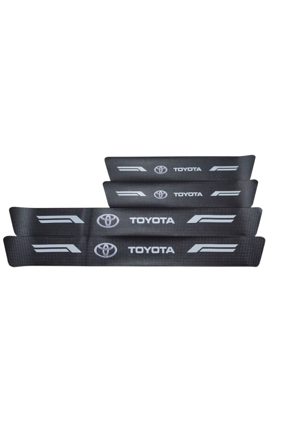 Toyota Logolu Karbon Kapı Eşiği Koruyucu Bant Folyo 4'lü Set